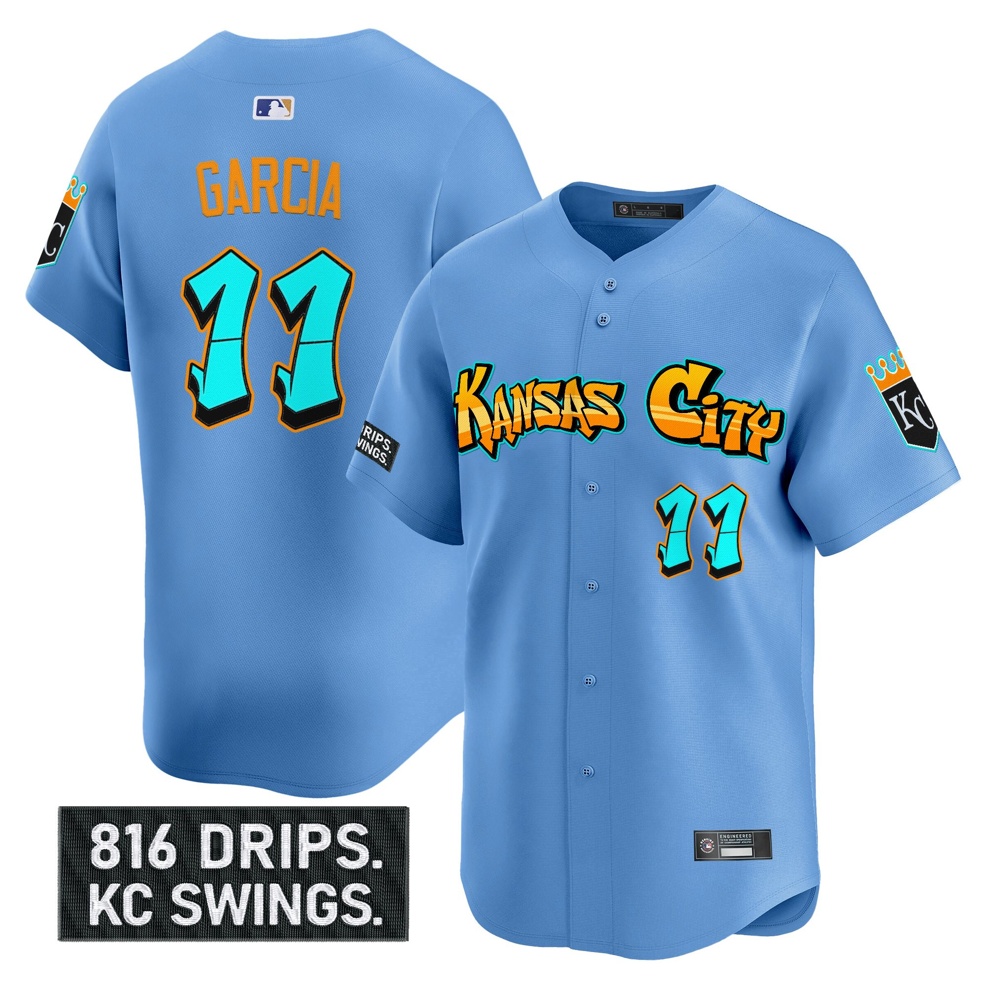 Men's Kansas City Royals 'Graffiti Crown Drop Edition' Vapor Premier Limited Jersey - All Stitched