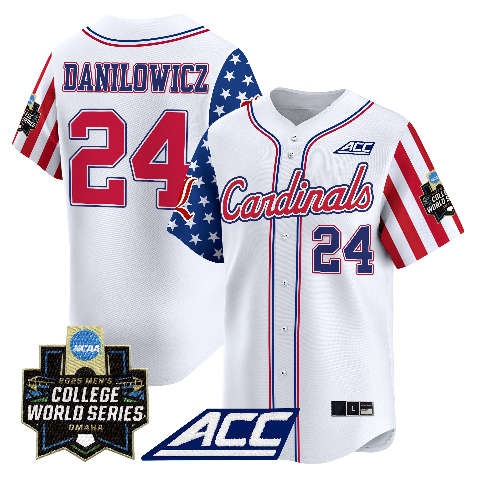 Men's Louisville Cardinals 2025 Independence Day Vapor Premier Limited Jersey - World Series Patch - All Stitched