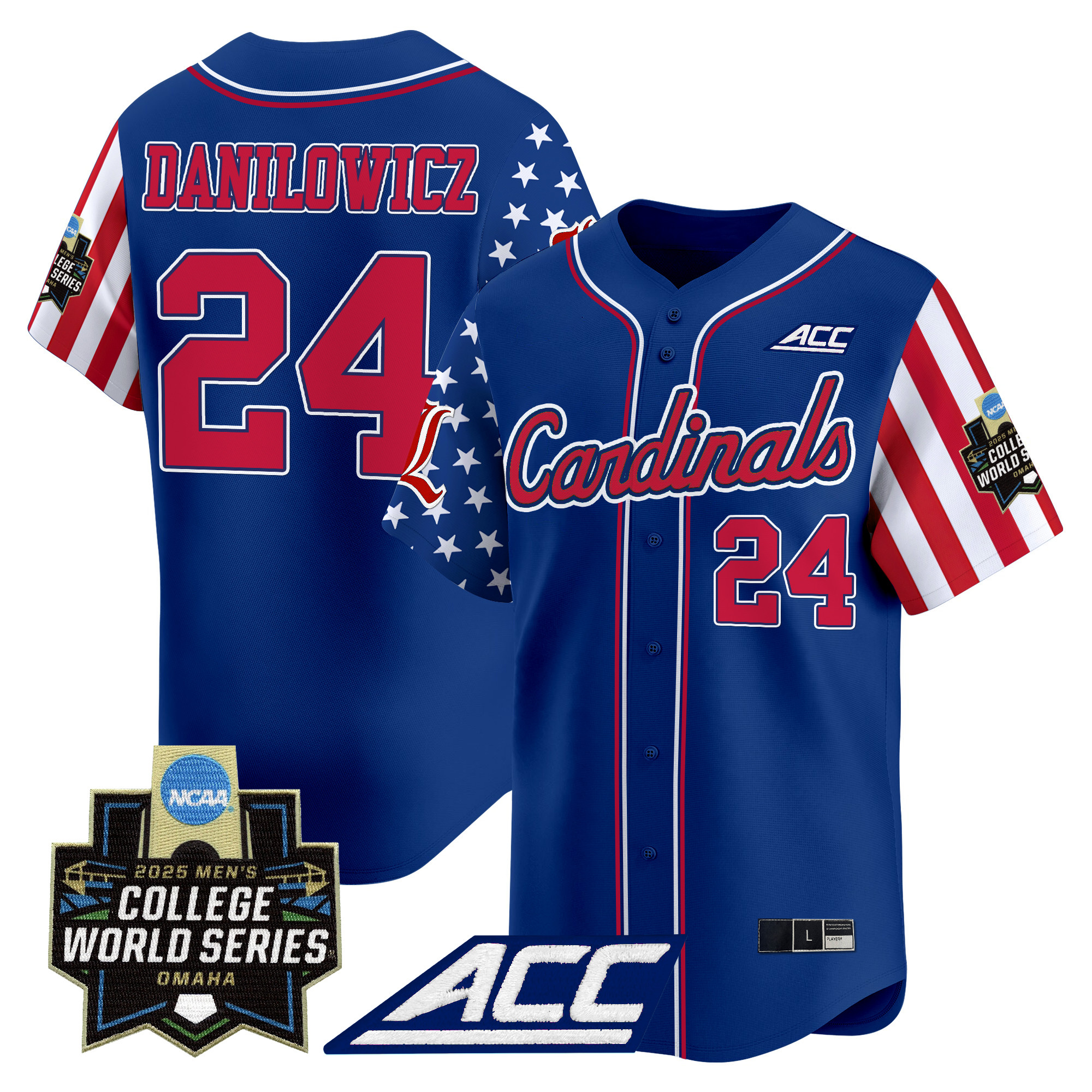 Men's Louisville Cardinals 2025 Independence Day Vapor Premier Limited Jersey - World Series Patch - All Stitched