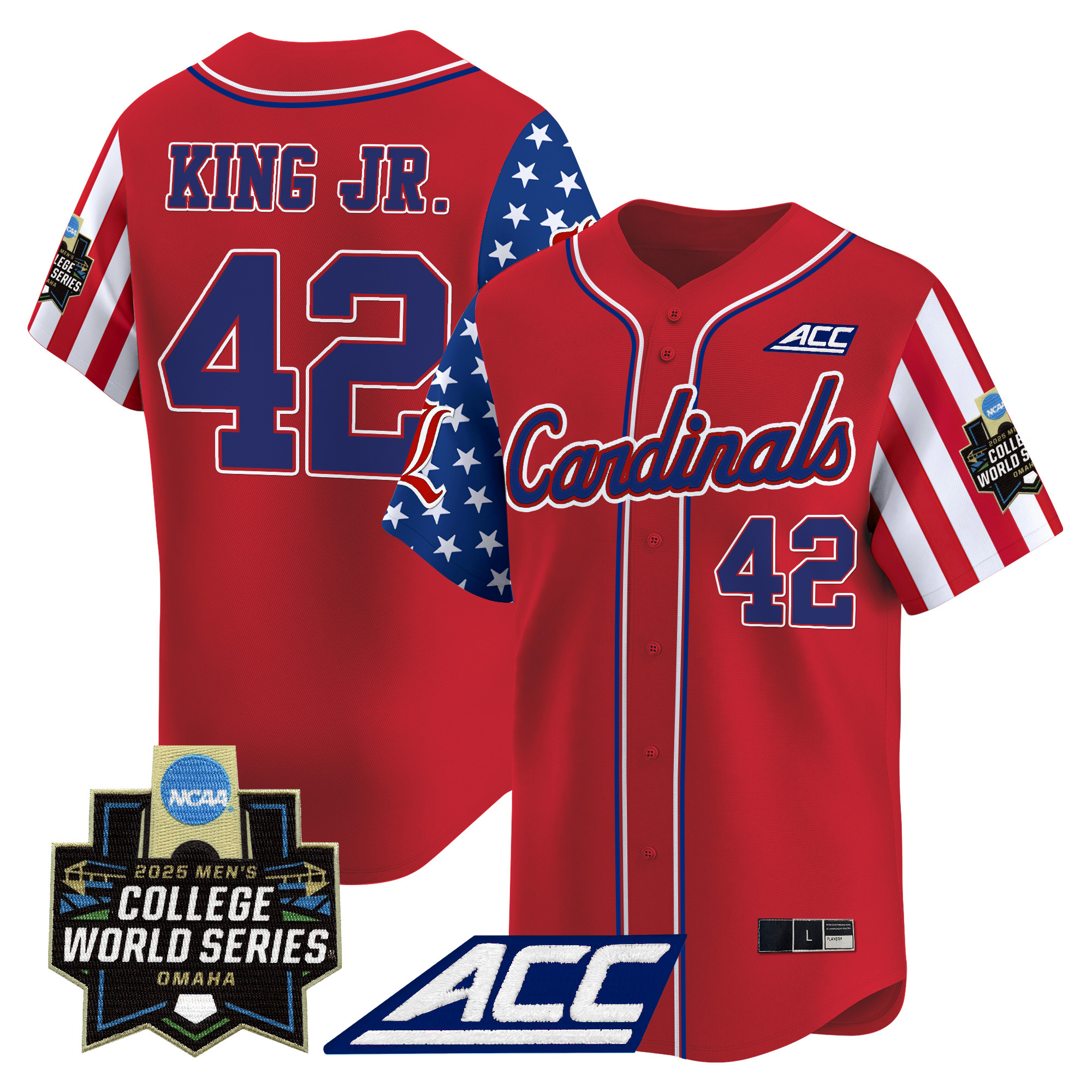 Men's Louisville Cardinals 2025 Independence Day Vapor Premier Limited Jersey - World Series Patch - All Stitched