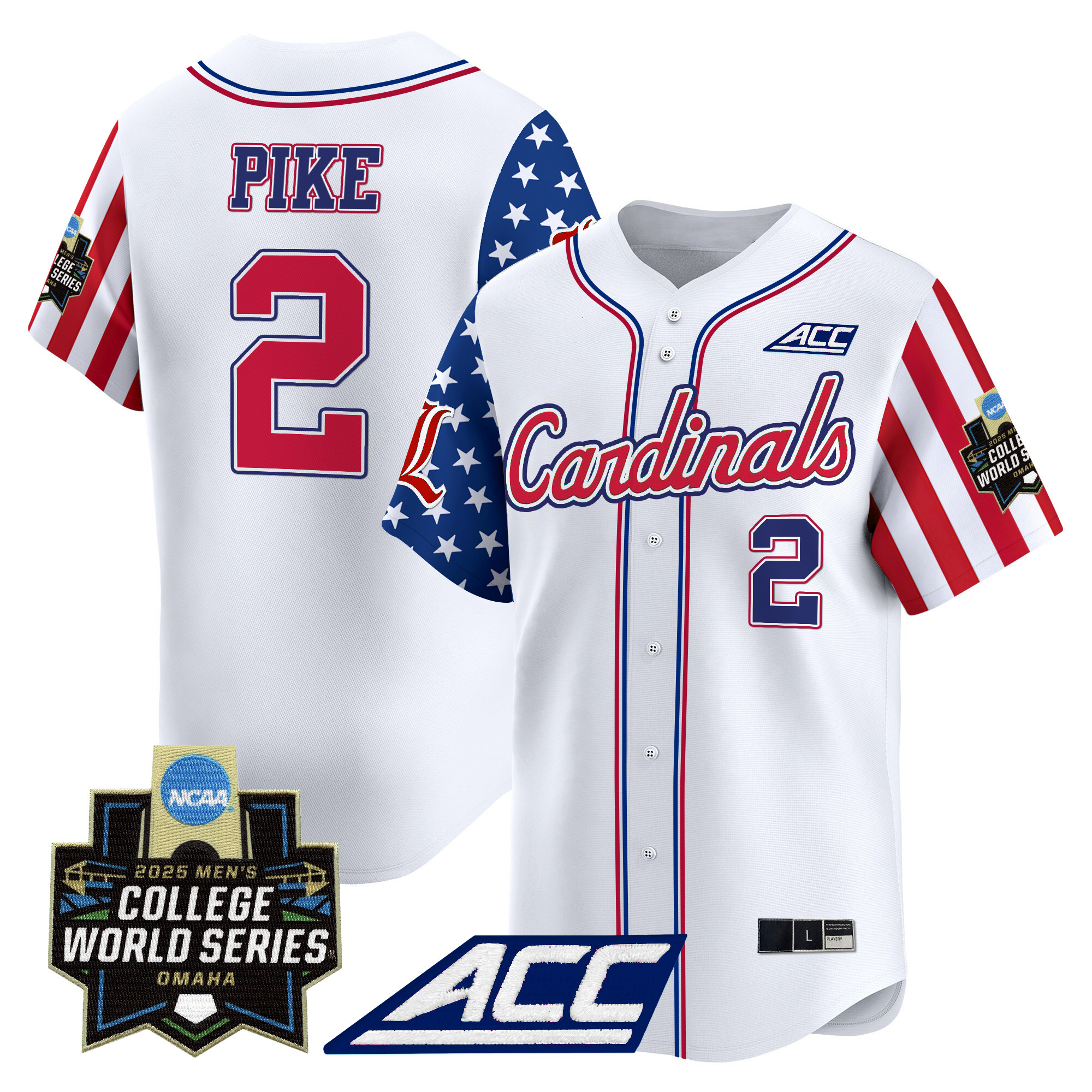 Men's Louisville Cardinals 2025 Independence Day Vapor Premier Limited Jersey - World Series Patch - All Stitched