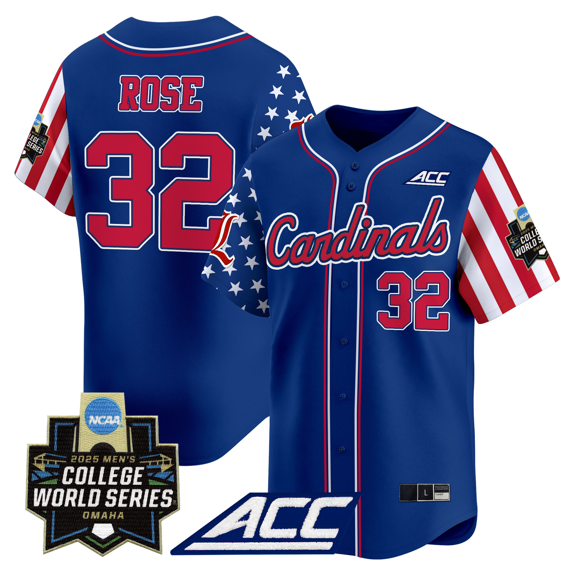Men's Louisville Cardinals 2025 Independence Day Vapor Premier Limited Jersey - World Series Patch - All Stitched