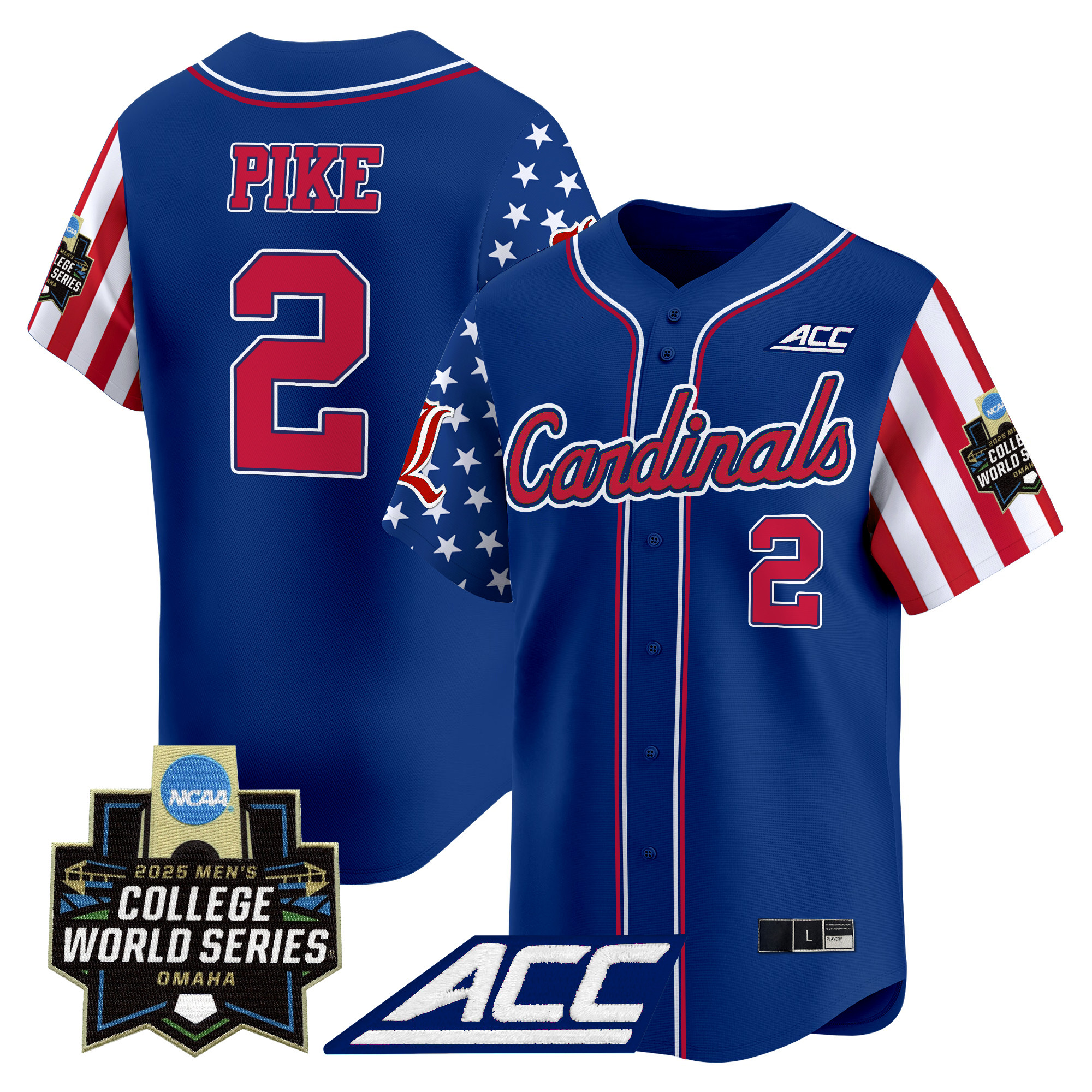 Men's Louisville Cardinals 2025 Independence Day Vapor Premier Limited Jersey - World Series Patch - All Stitched