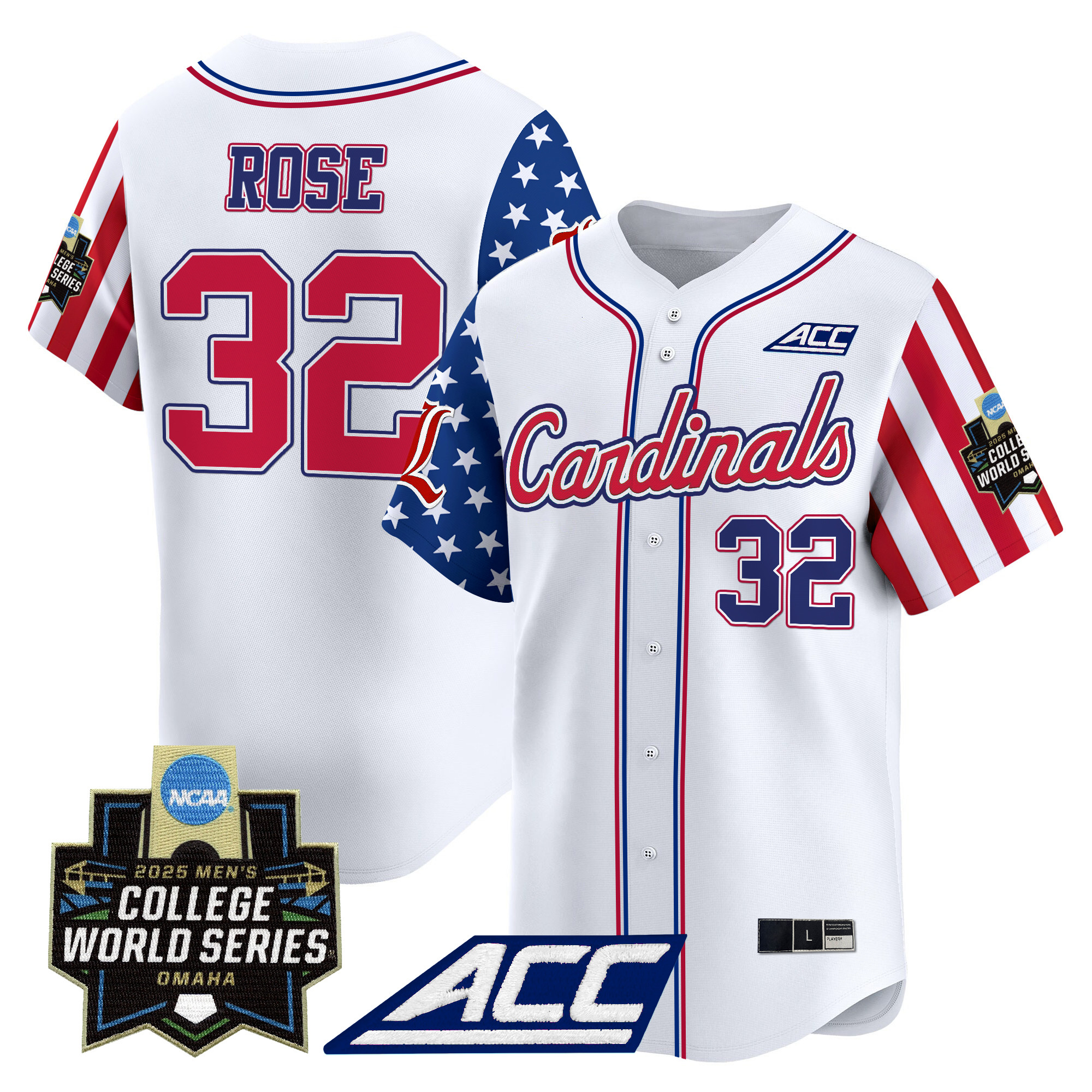 Men's Louisville Cardinals 2025 Independence Day Vapor Premier Limited Jersey - World Series Patch - All Stitched