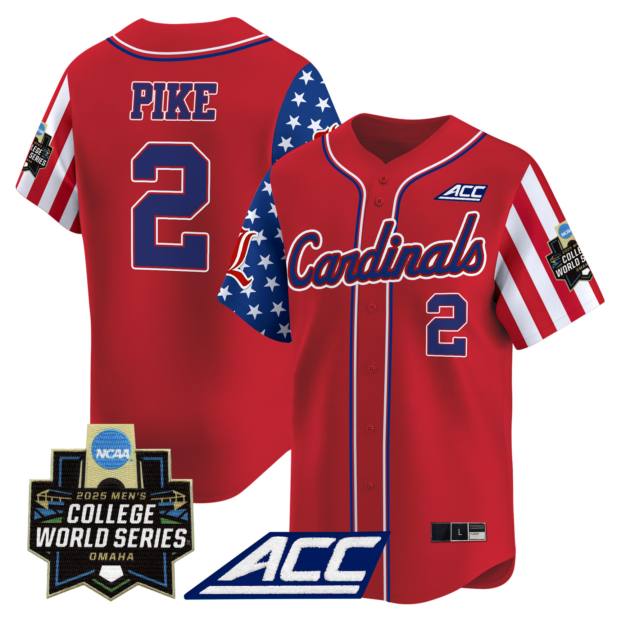 Men's Louisville Cardinals 2025 Independence Day Vapor Premier Limited Jersey - World Series Patch - All Stitched
