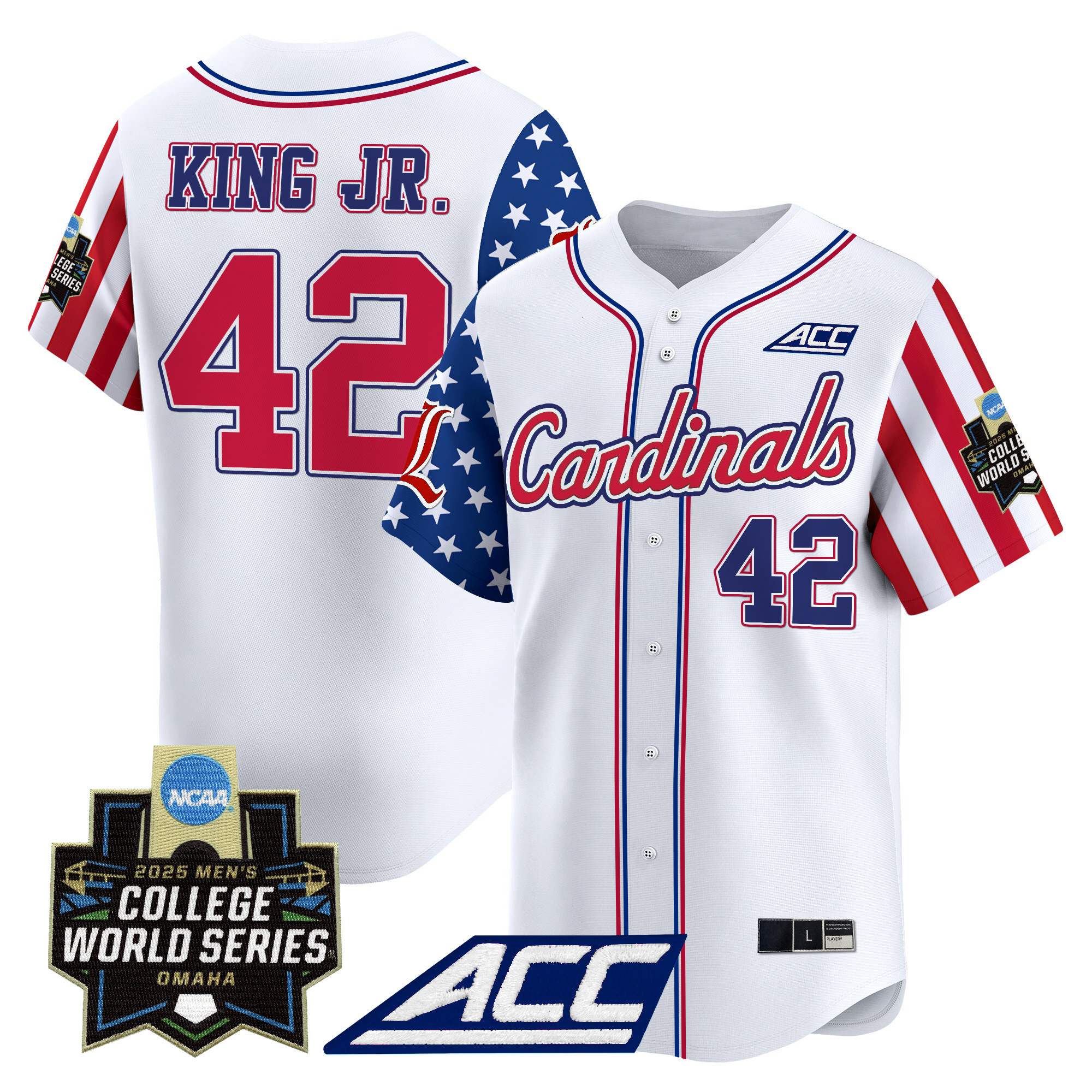 Men's Louisville Cardinals 2025 Independence Day Vapor Premier Limited Jersey - World Series Patch - All Stitched