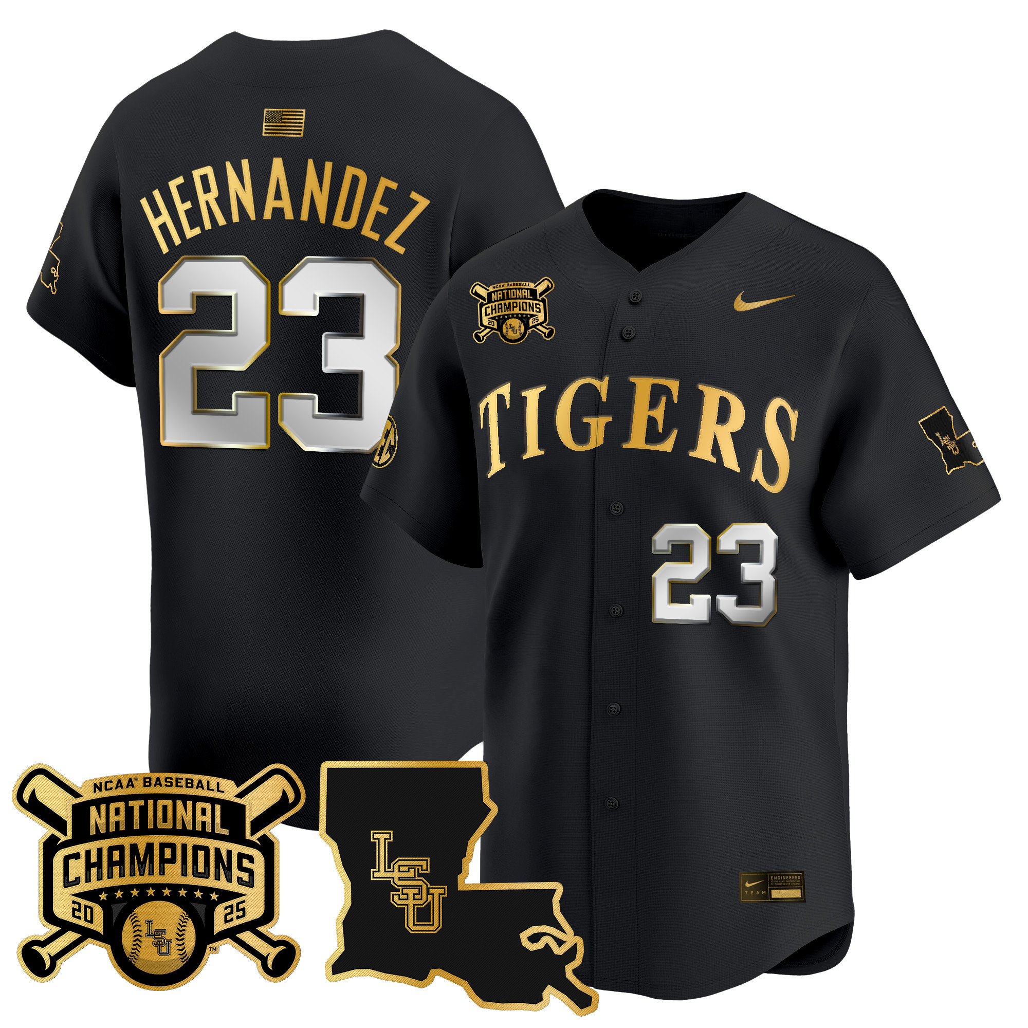 Men's LSU Tigers 2025 College World Series Champions Gold Vapor Premier Limited Jersey - All Stitched