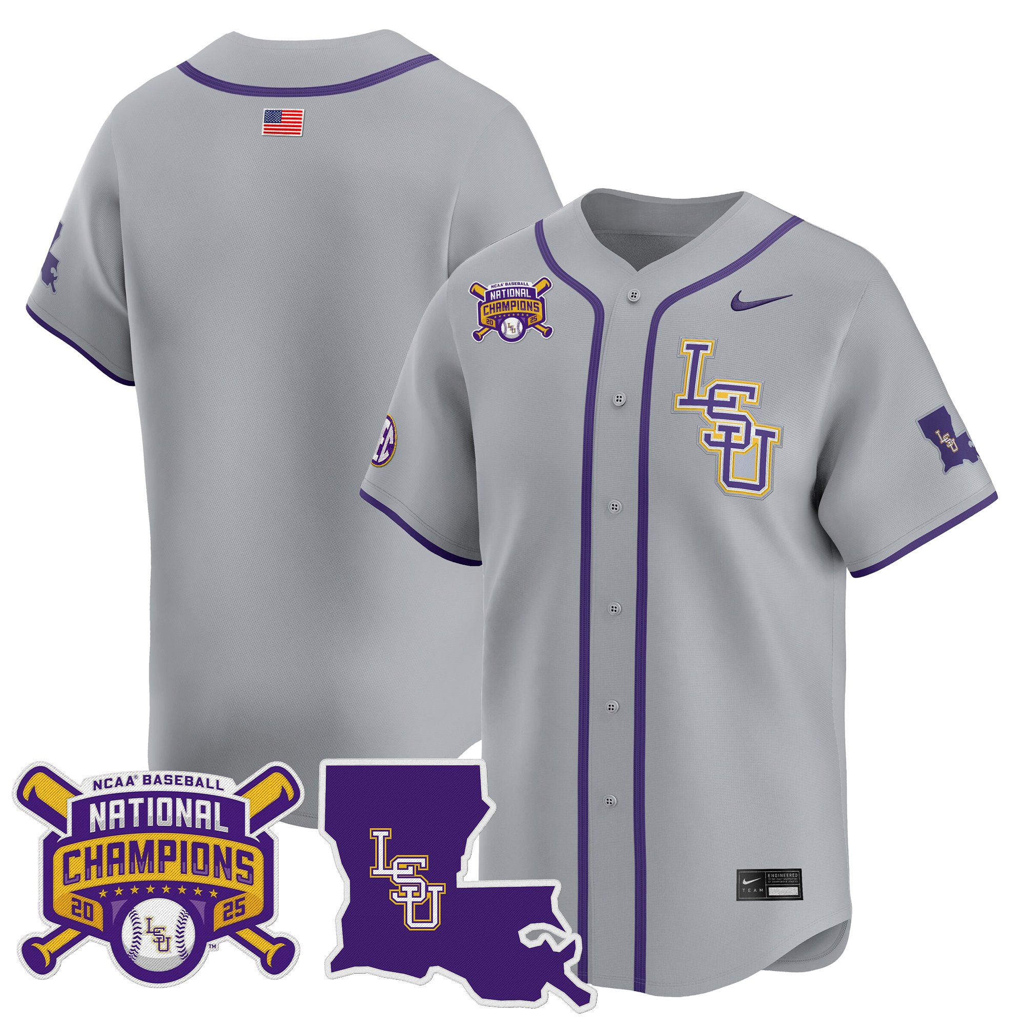 Men's LSU Tigers 2025 College World Series Champions Vapor Premier Limited Jersey - All Stitched
