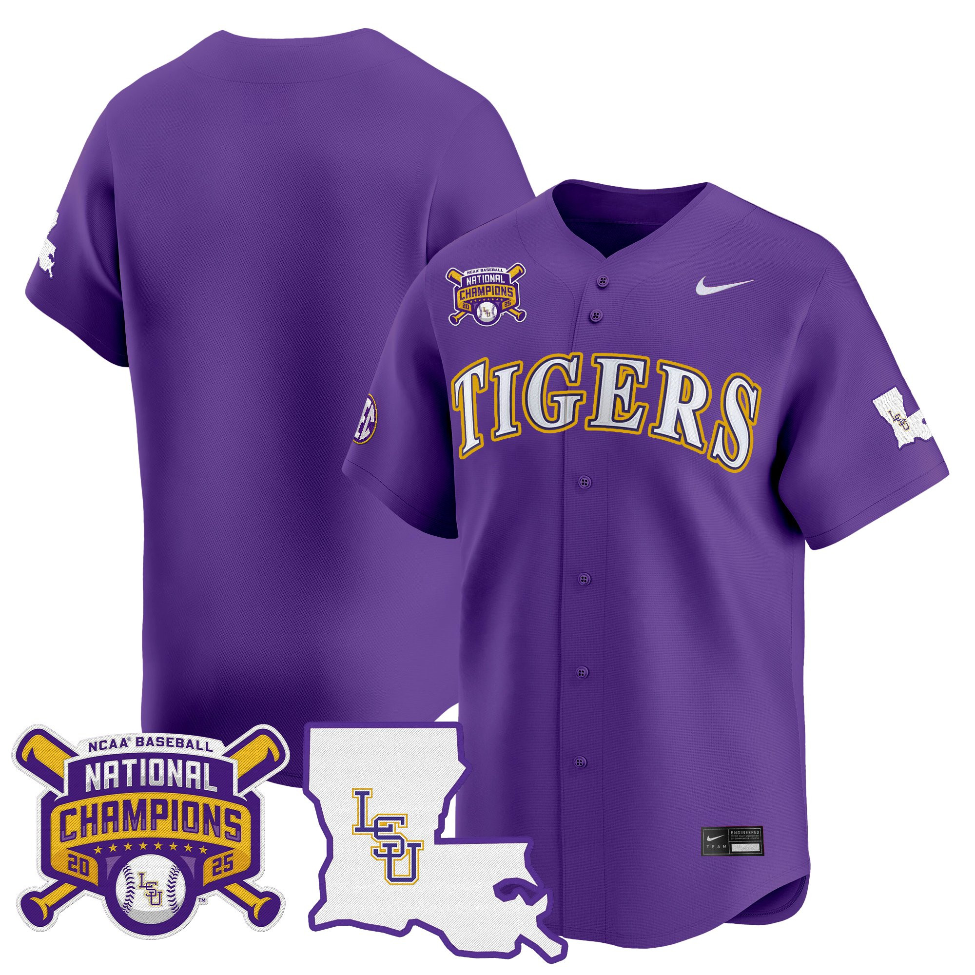 Men's LSU Tigers 2025 College World Series Champions Vapor Premier Limited Jersey - All Stitched