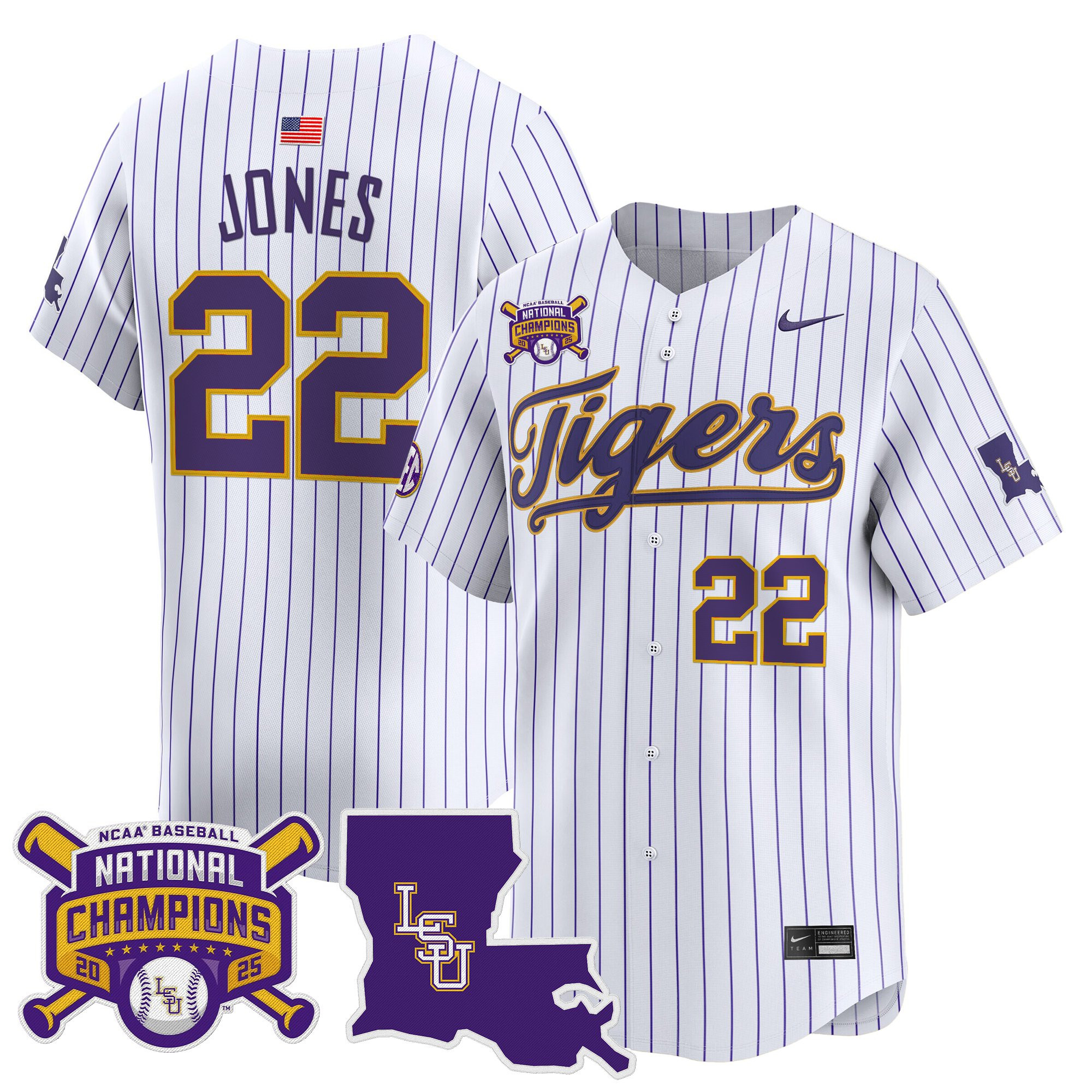 Men's LSU Tigers 2025 College World Series Champions Vapor Premier Limited Jersey - All Stitched