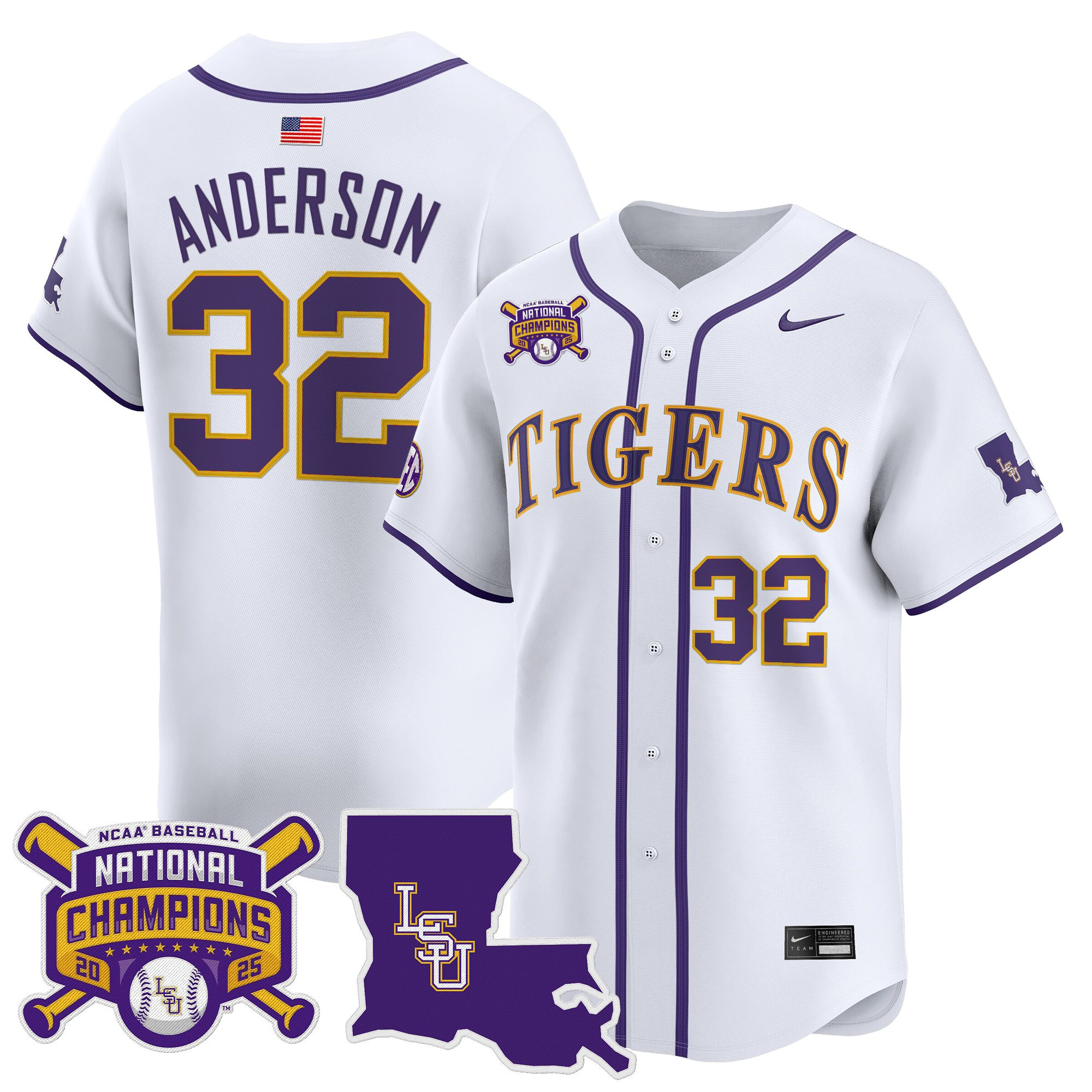 Men's LSU Tigers 2025 College World Series Champions Vapor Premier Limited Jersey - All Stitched