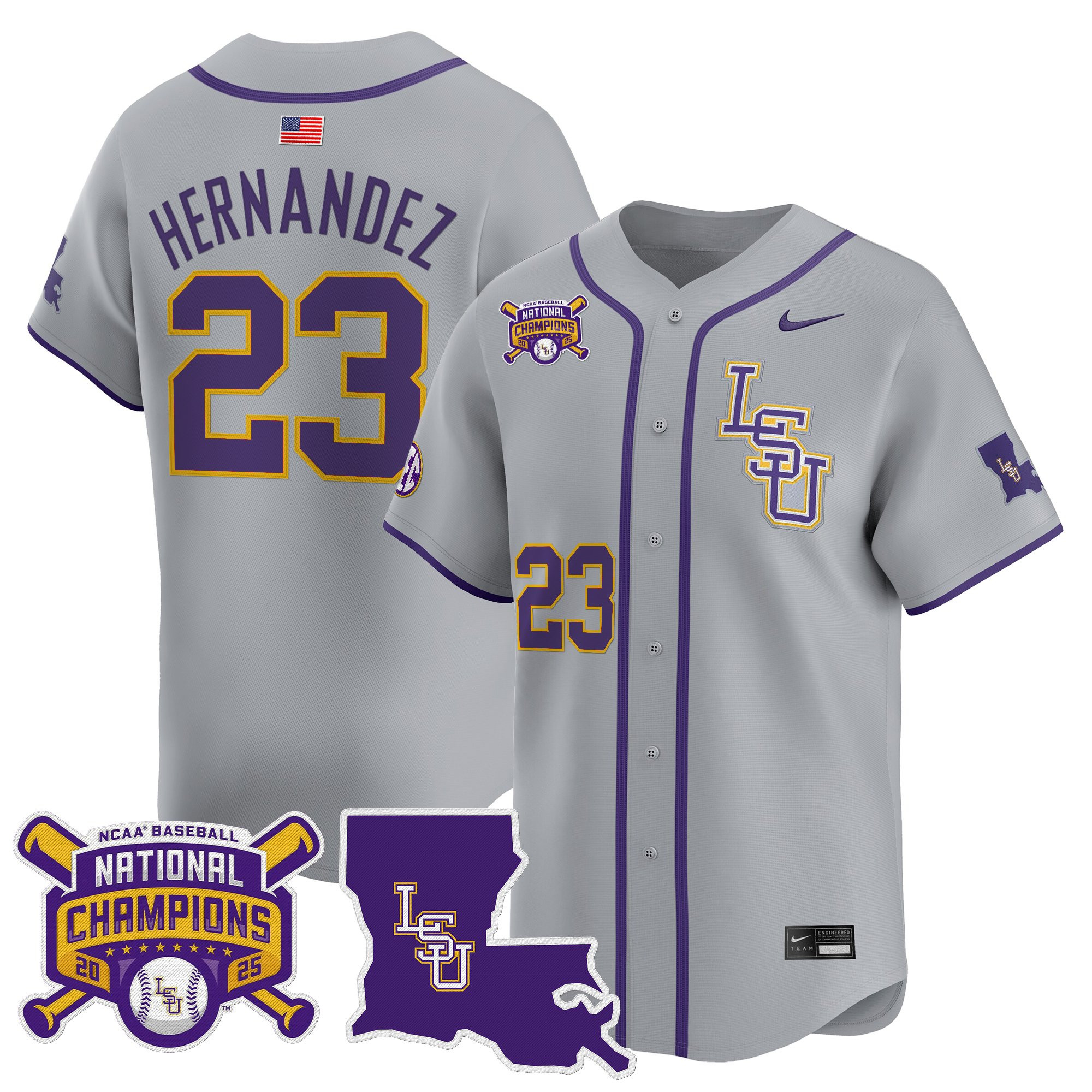 Men's LSU Tigers 2025 College World Series Champions Vapor Premier Limited Jersey - All Stitched
