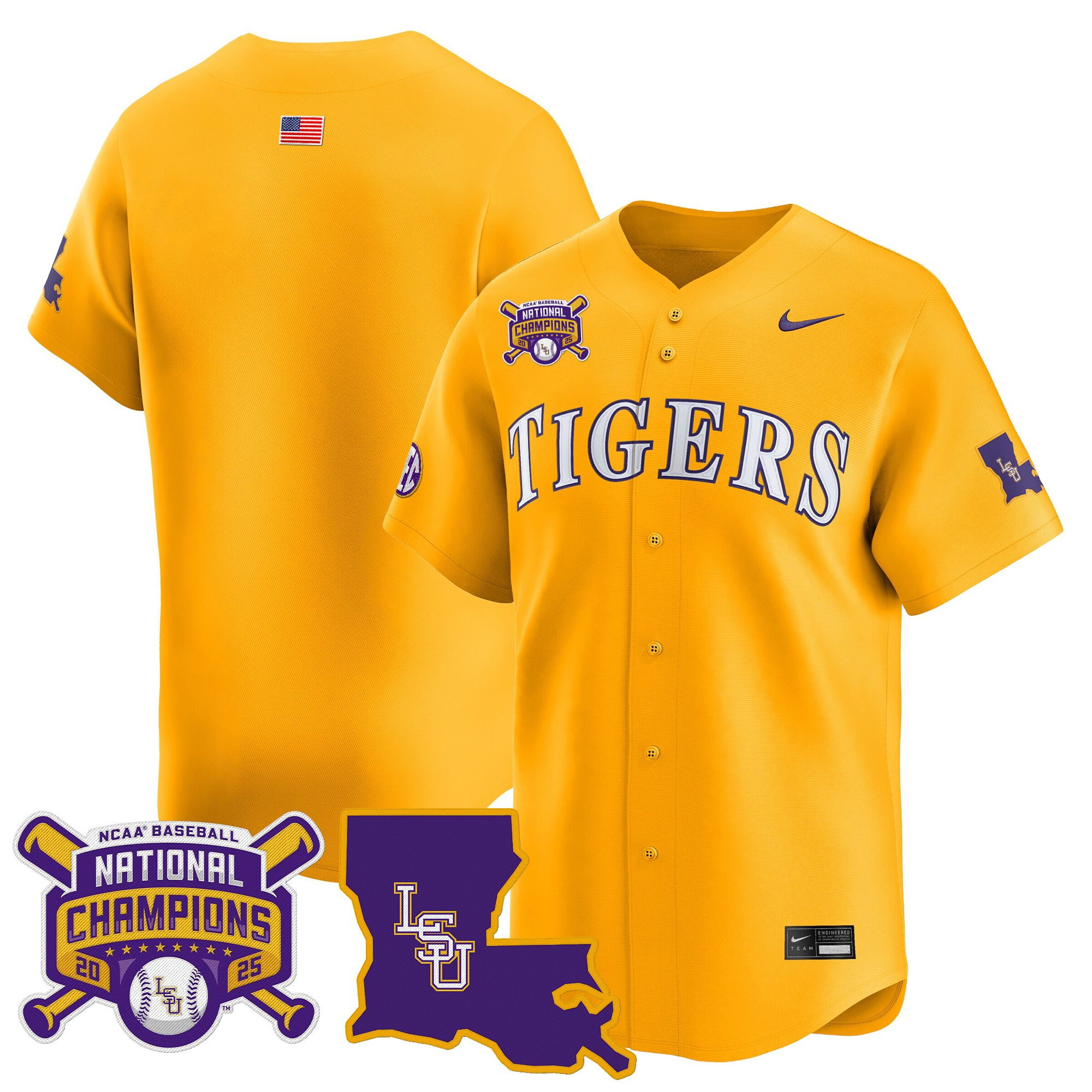 Men's LSU Tigers 2025 College World Series Champions Vapor Premier Limited Jersey - All Stitched