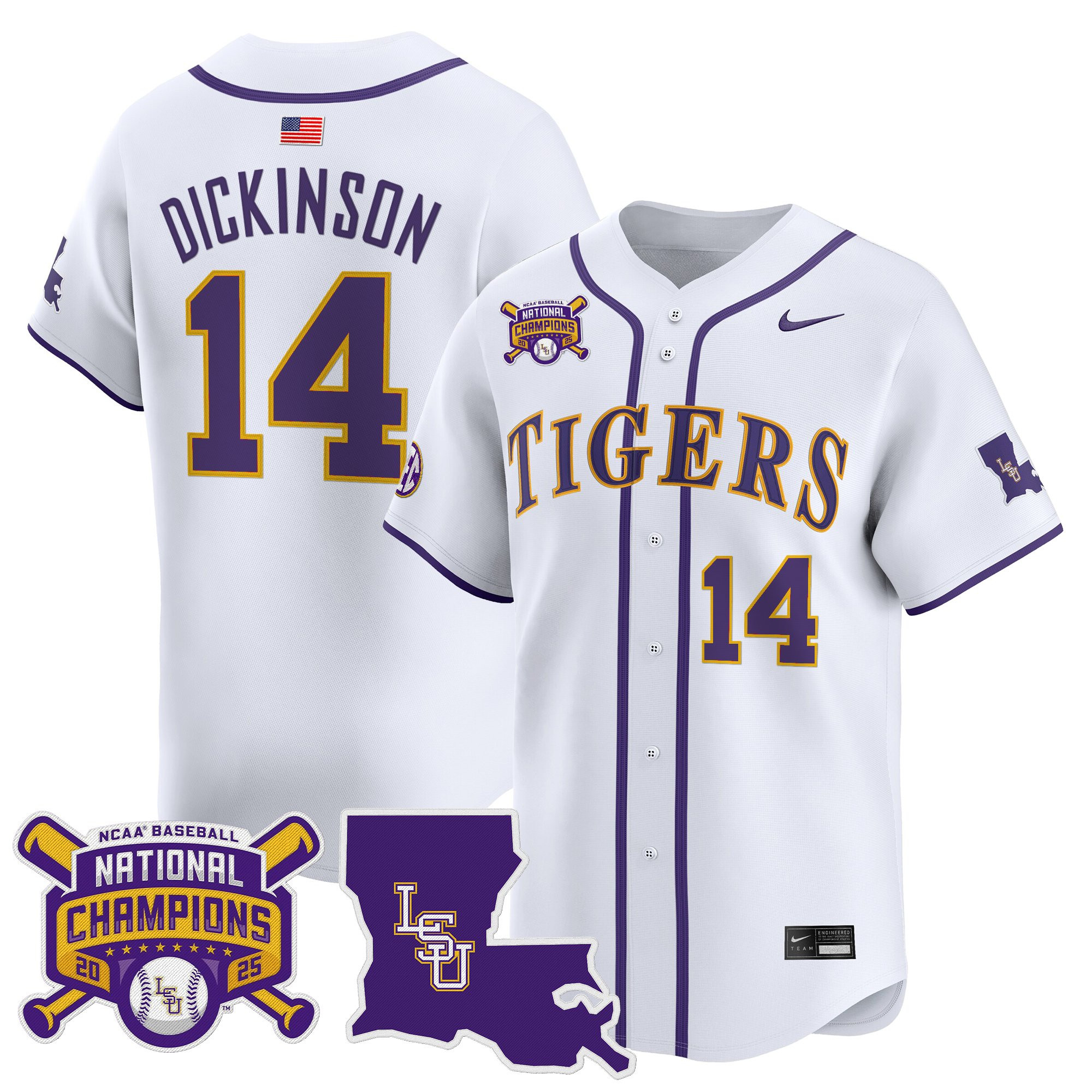 Men's LSU Tigers 2025 College World Series Champions Vapor Premier Limited Jersey - All Stitched