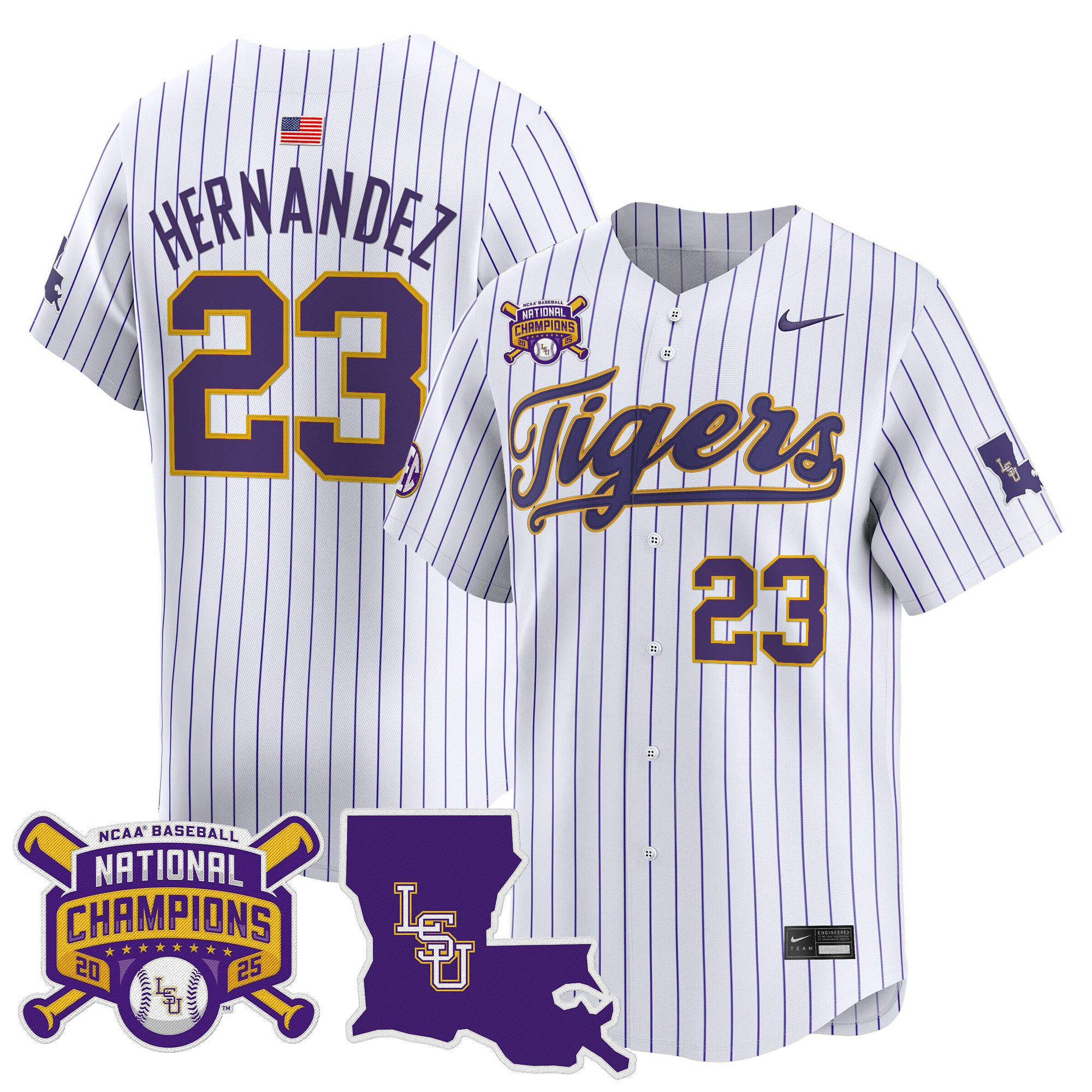 Men's LSU Tigers 2025 College World Series Champions Vapor Premier Limited Jersey - All Stitched