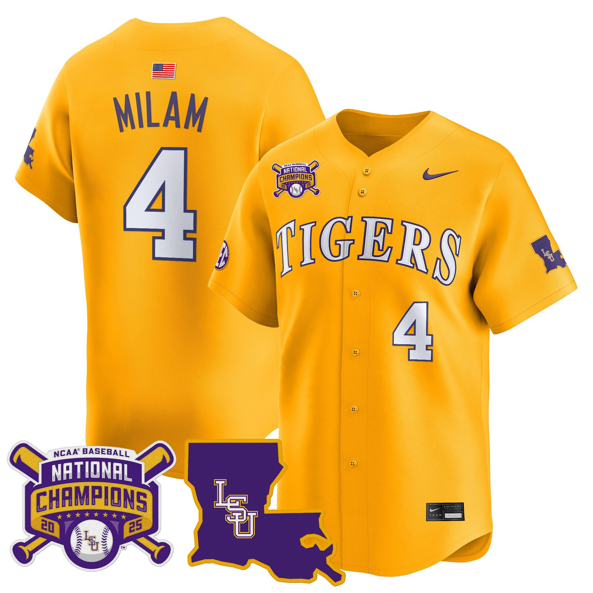 Men's LSU Tigers 2025 College World Series Champions Vapor Premier Limited Jersey - All Stitched