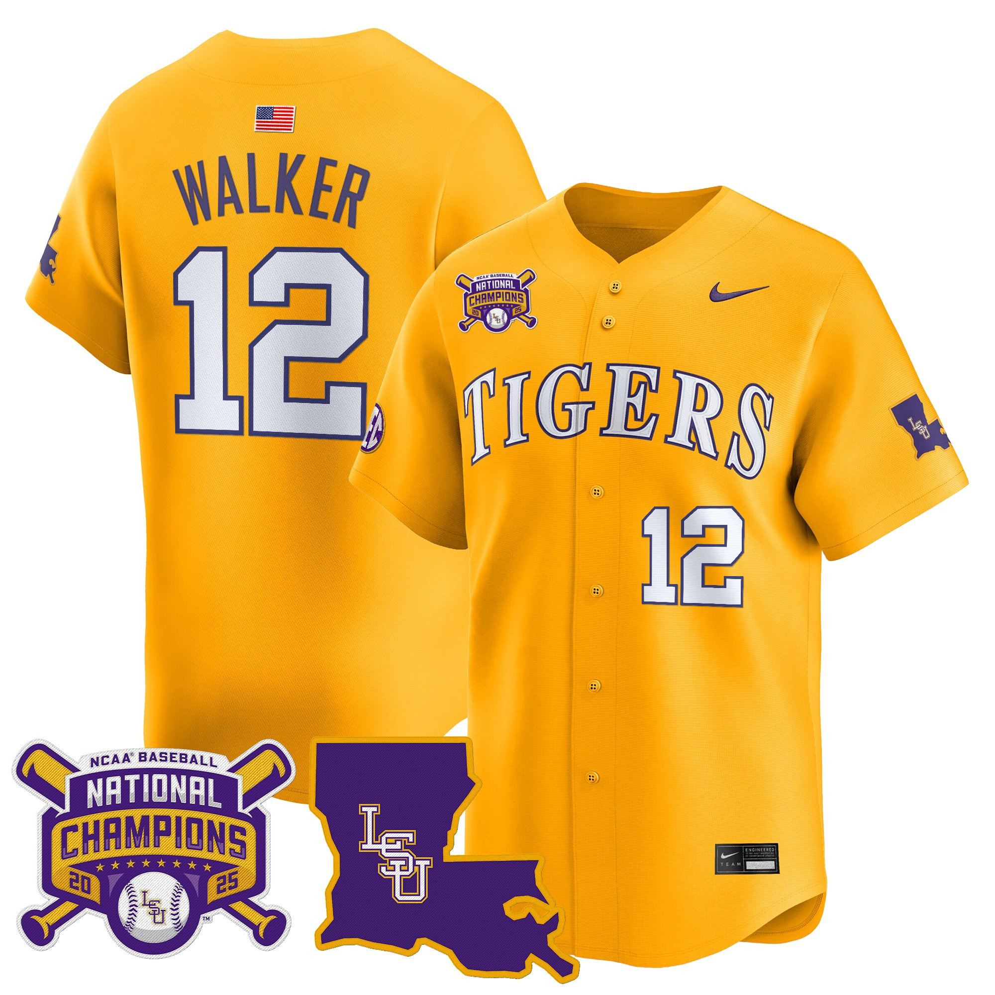 Men's LSU Tigers 2025 College World Series Champions Vapor Premier Limited Jersey - All Stitched