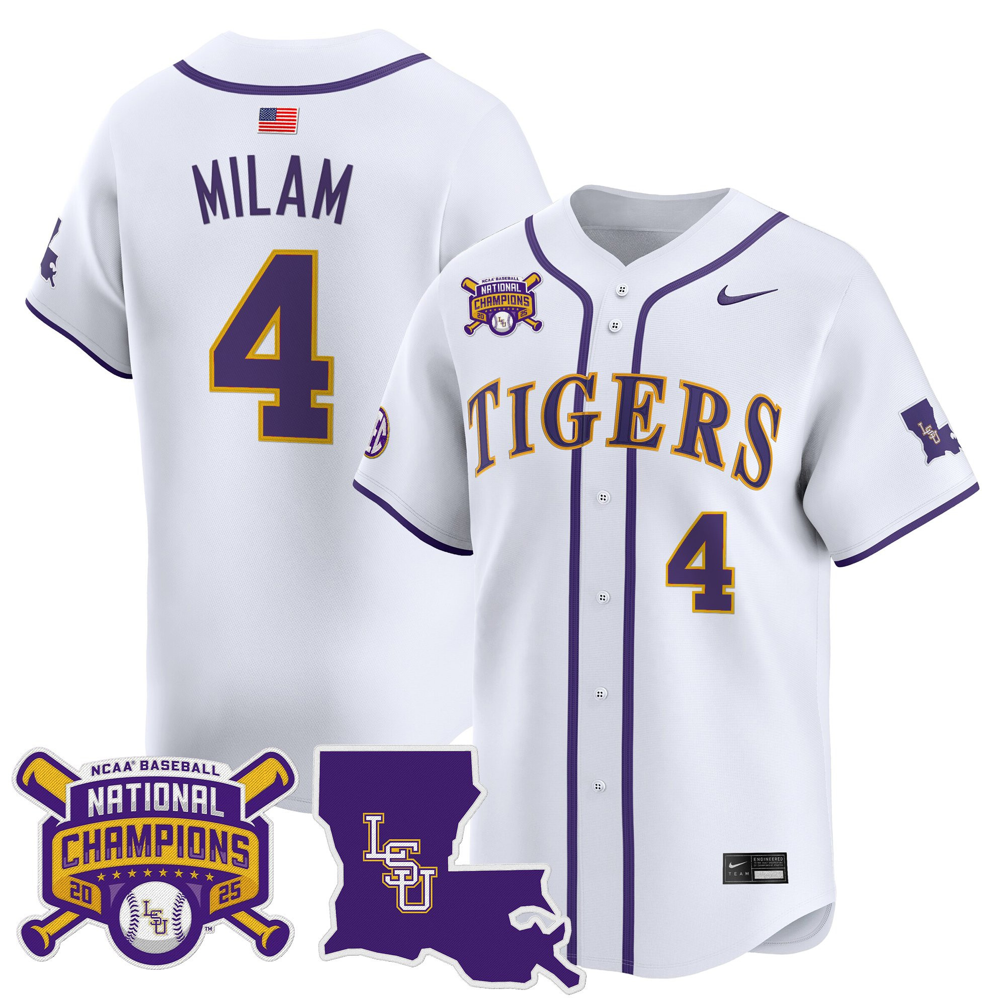 Men's LSU Tigers 2025 College World Series Champions Vapor Premier Limited Jersey - All Stitched