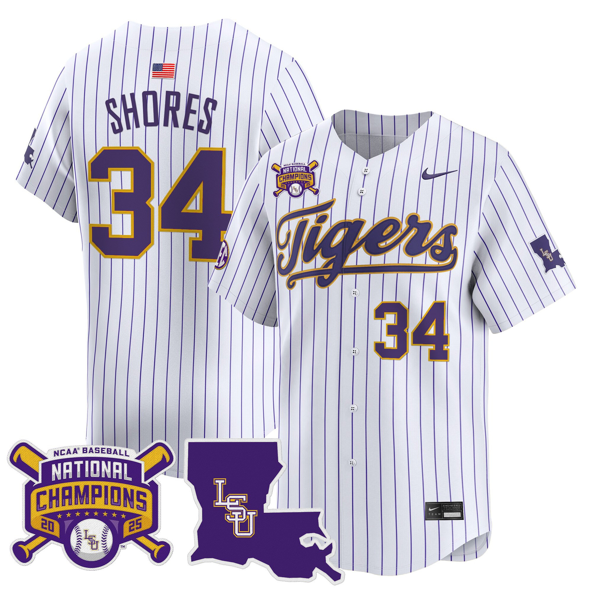 Men's LSU Tigers 2025 College World Series Champions Vapor Premier Limited Jersey - All Stitched