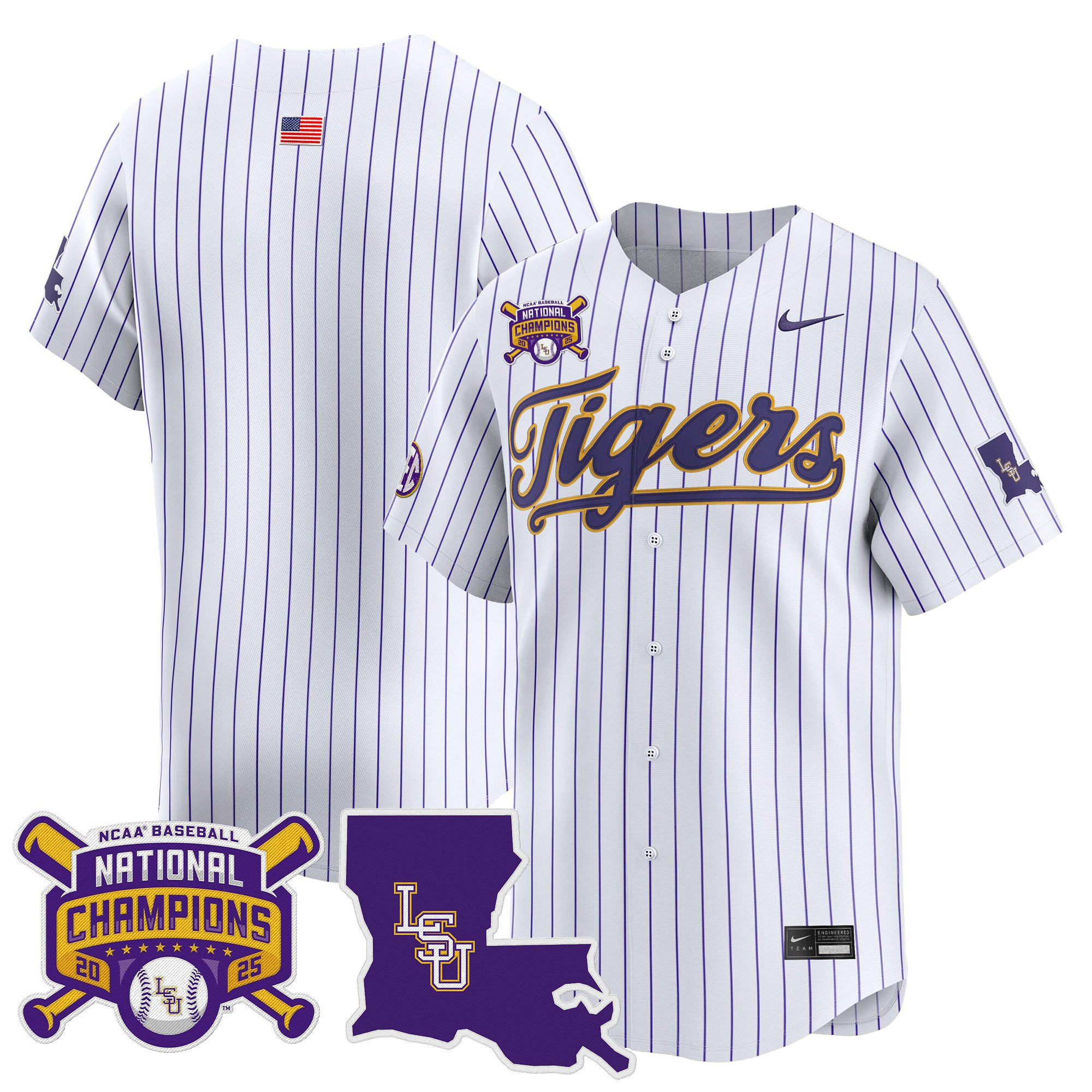 Men's LSU Tigers 2025 College World Series Champions Vapor Premier Limited Jersey - All Stitched