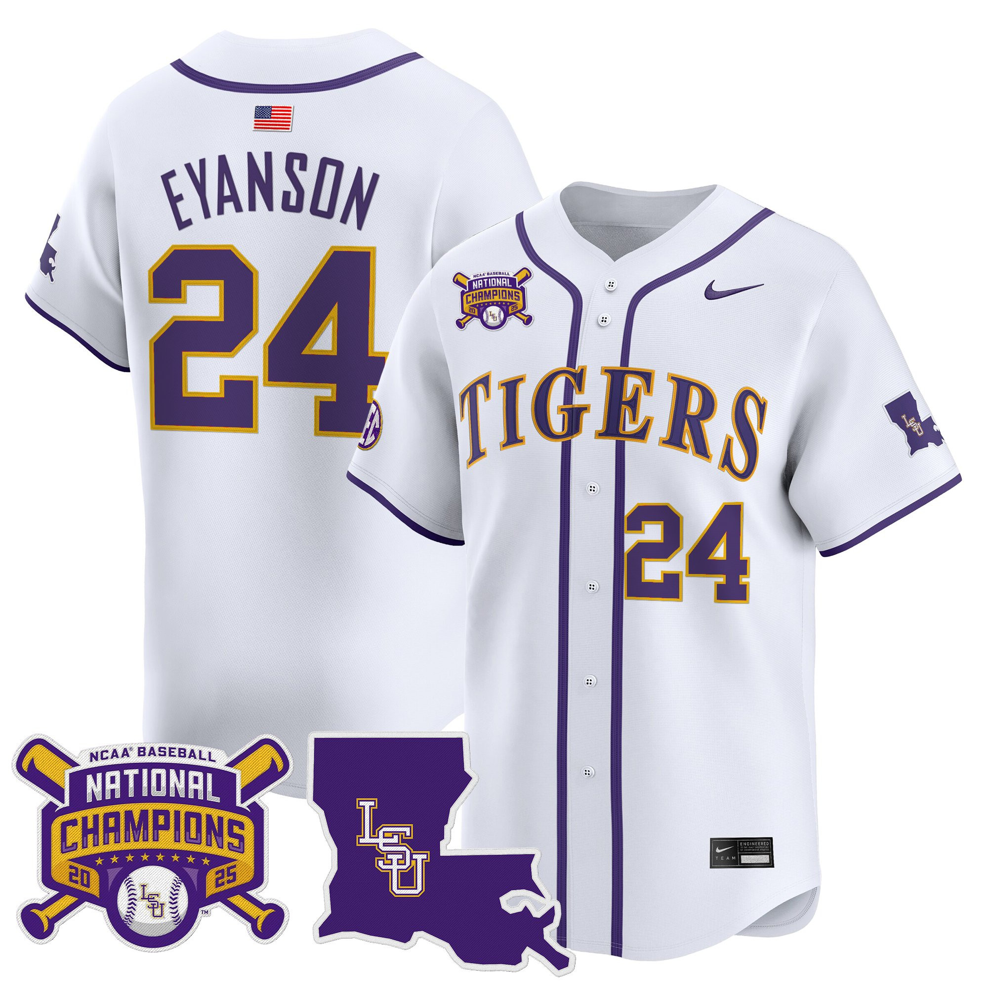 Men's LSU Tigers 2025 College World Series Champions Vapor Premier Limited Jersey - All Stitched