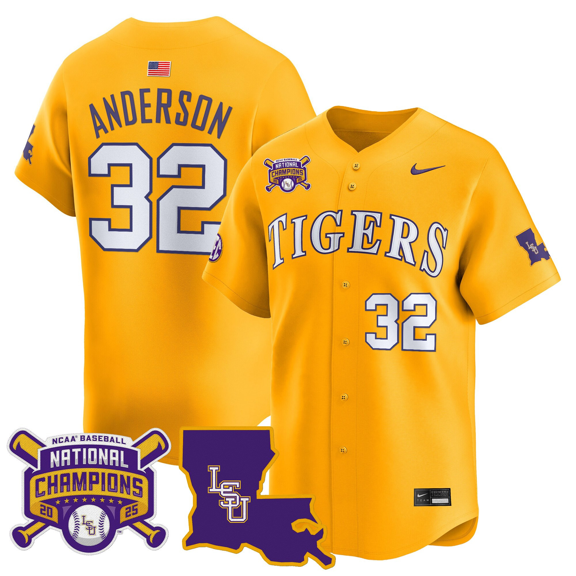 Men's LSU Tigers 2025 College World Series Champions Vapor Premier Limited Jersey - All Stitched