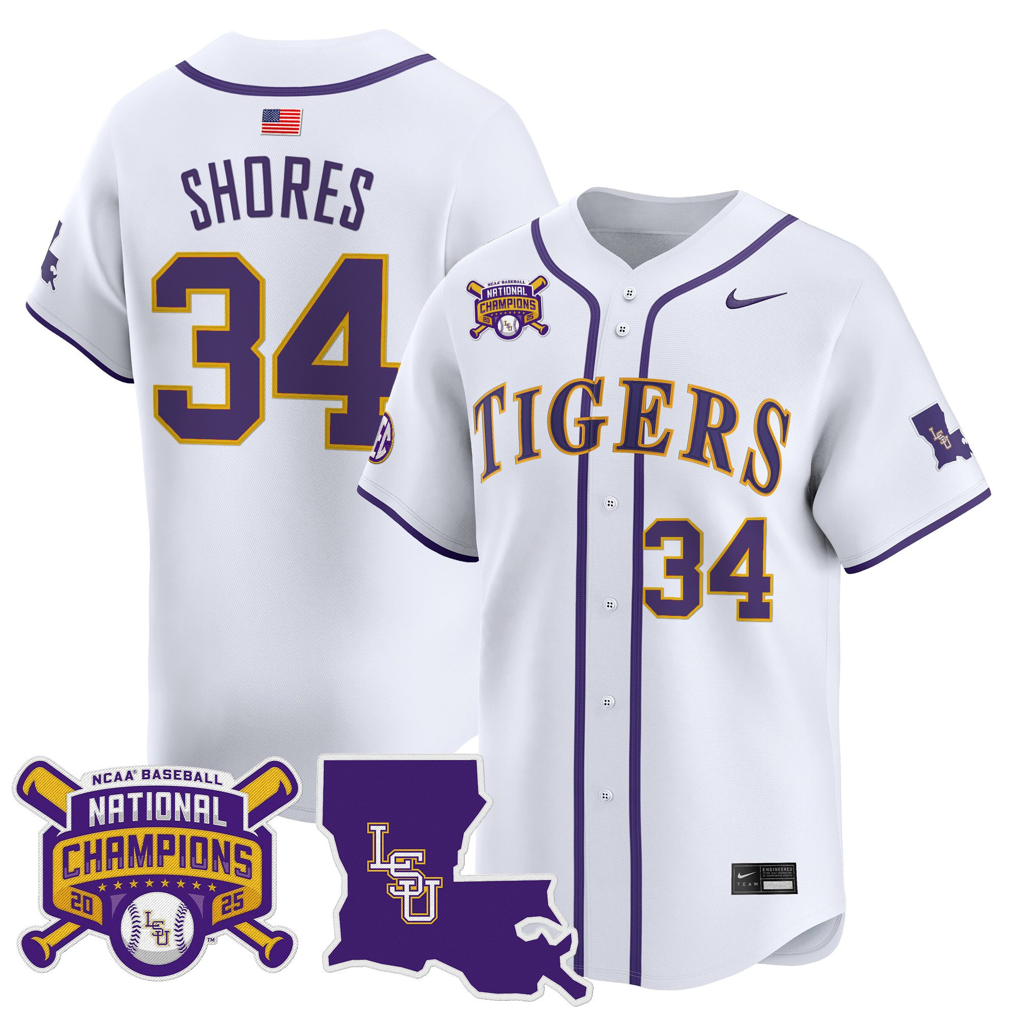 Men's LSU Tigers 2025 College World Series Champions Vapor Premier Limited Jersey - All Stitched