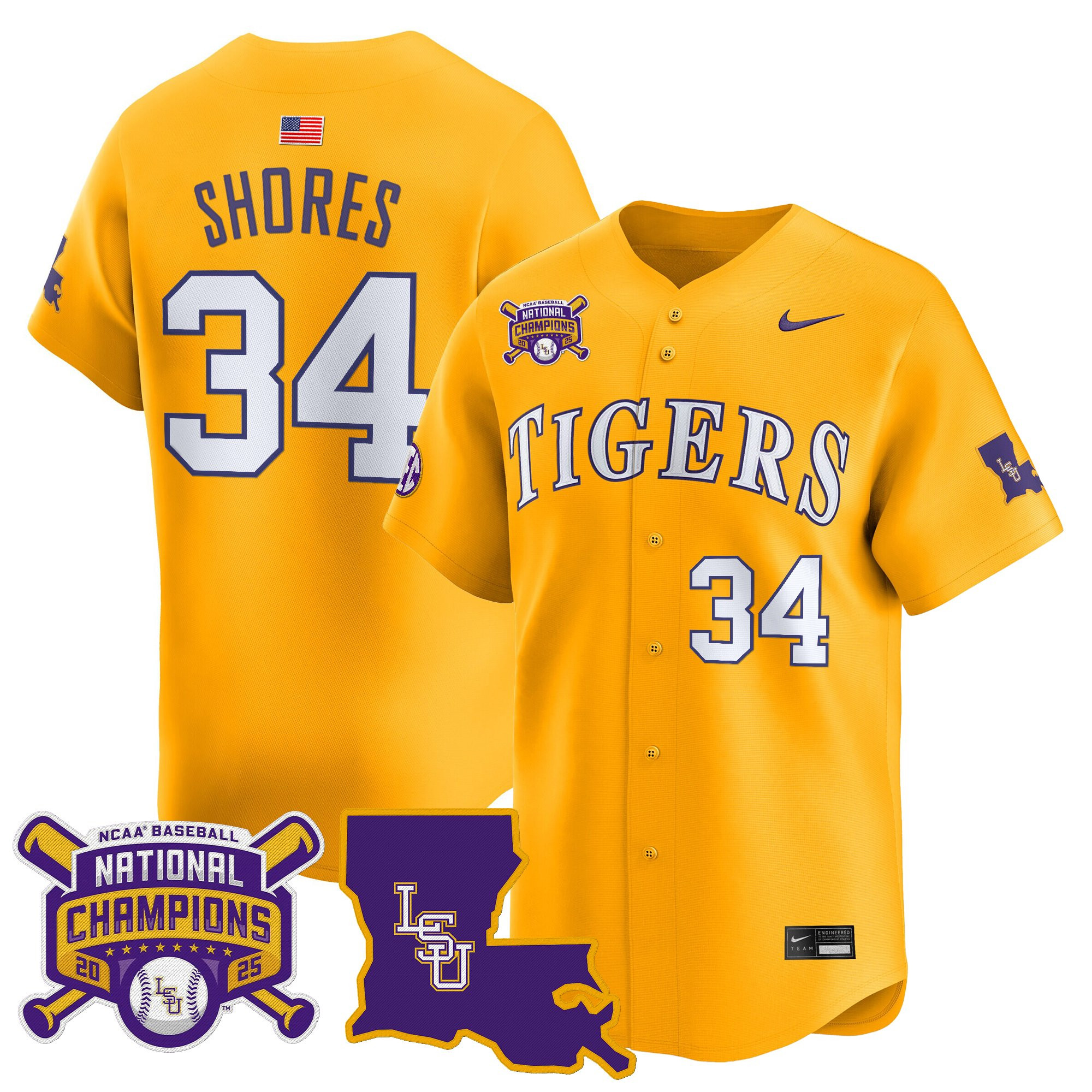 Men's LSU Tigers 2025 College World Series Champions Vapor Premier Limited Jersey - All Stitched