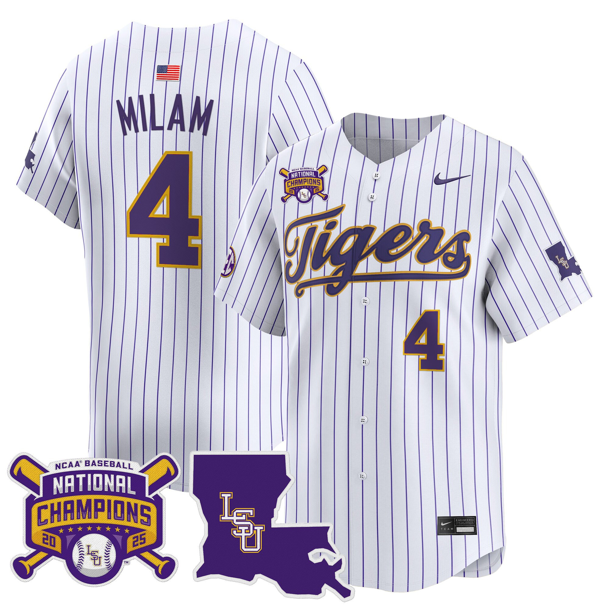 Men's LSU Tigers 2025 College World Series Champions Vapor Premier Limited Jersey - All Stitched
