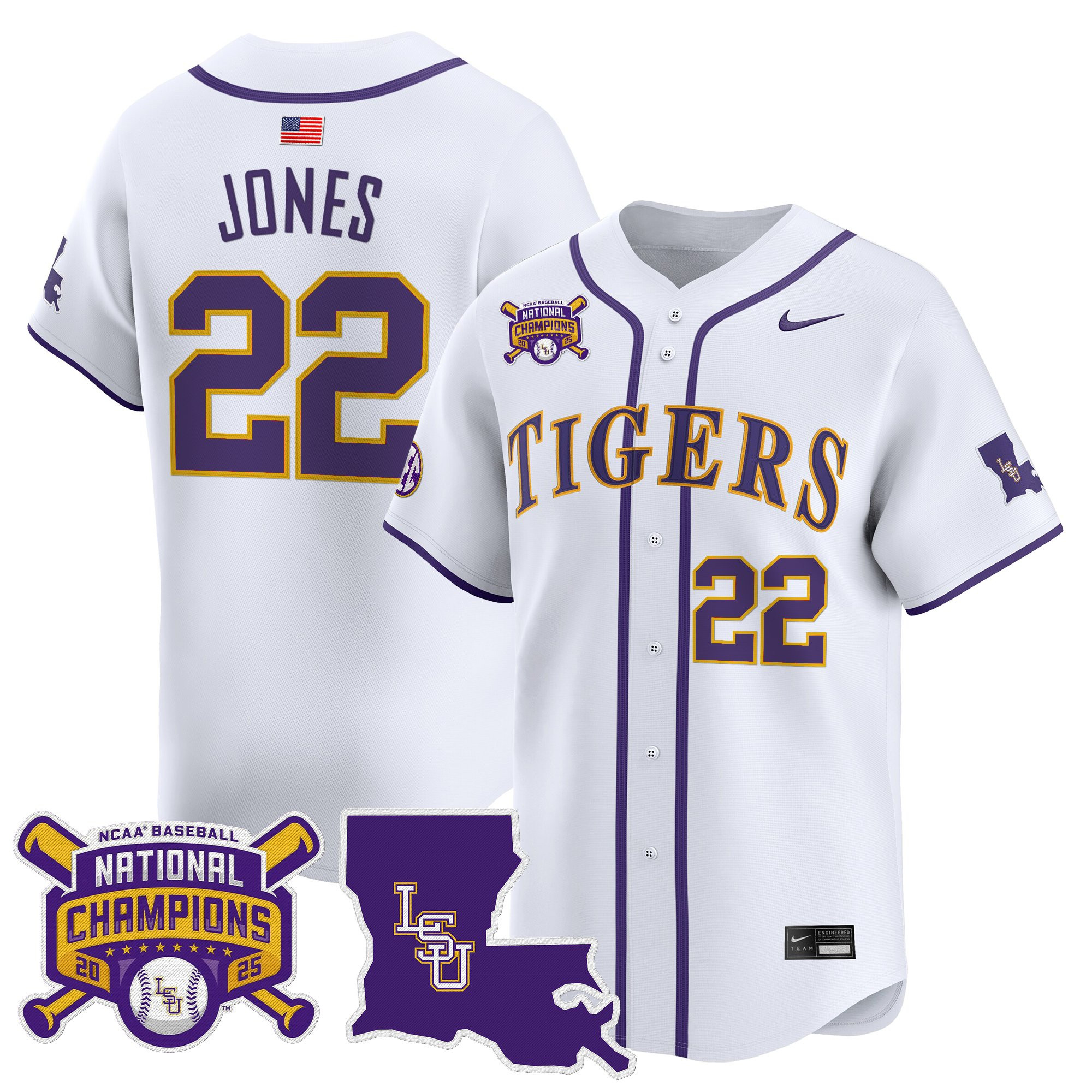 Men's LSU Tigers 2025 College World Series Champions Vapor Premier Limited Jersey - All Stitched