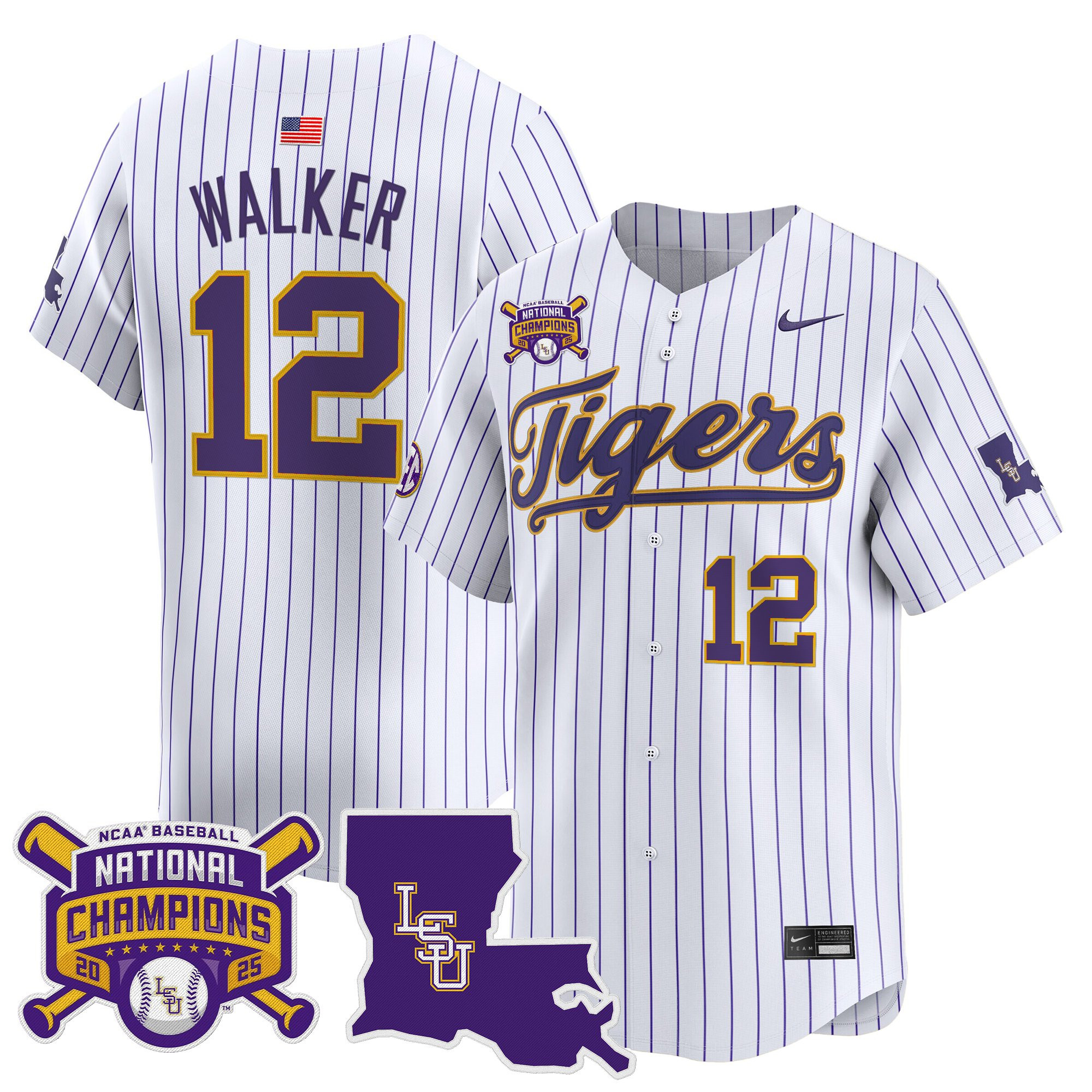 Men's LSU Tigers 2025 College World Series Champions Vapor Premier Limited Jersey - All Stitched