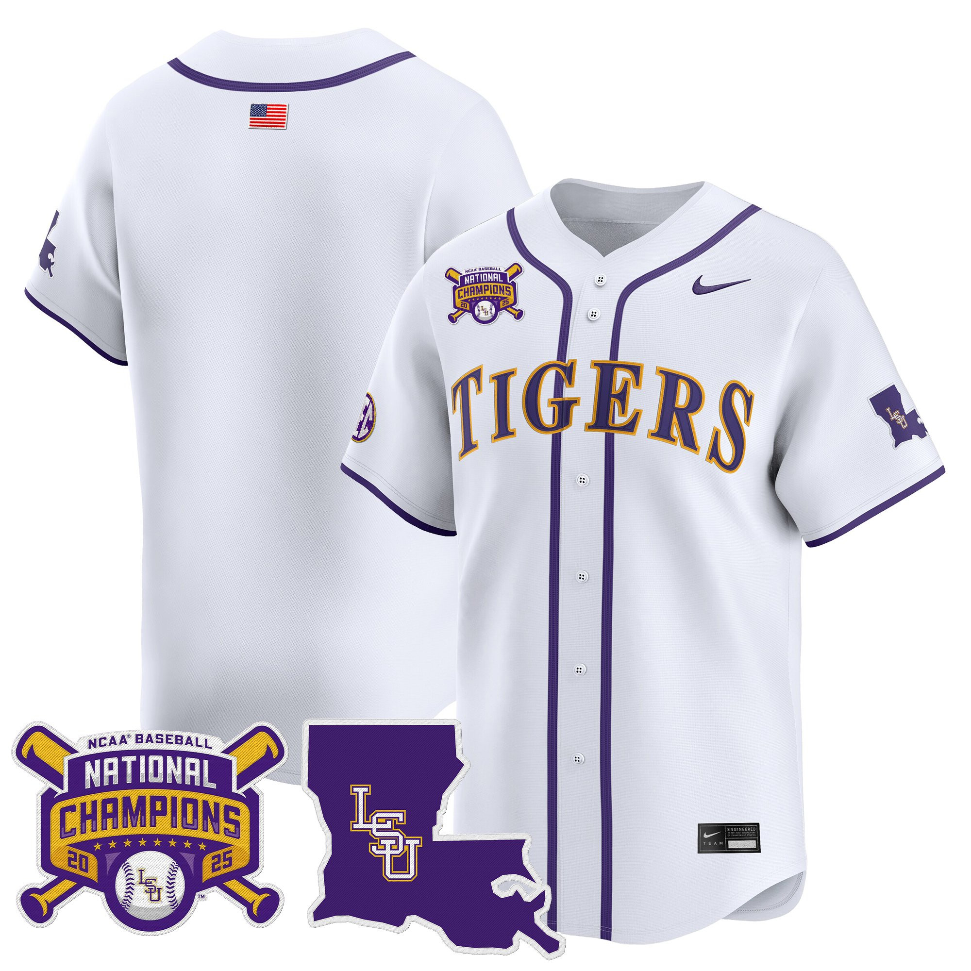 Men's LSU Tigers 2025 College World Series Champions Vapor Premier Limited Jersey - All Stitched