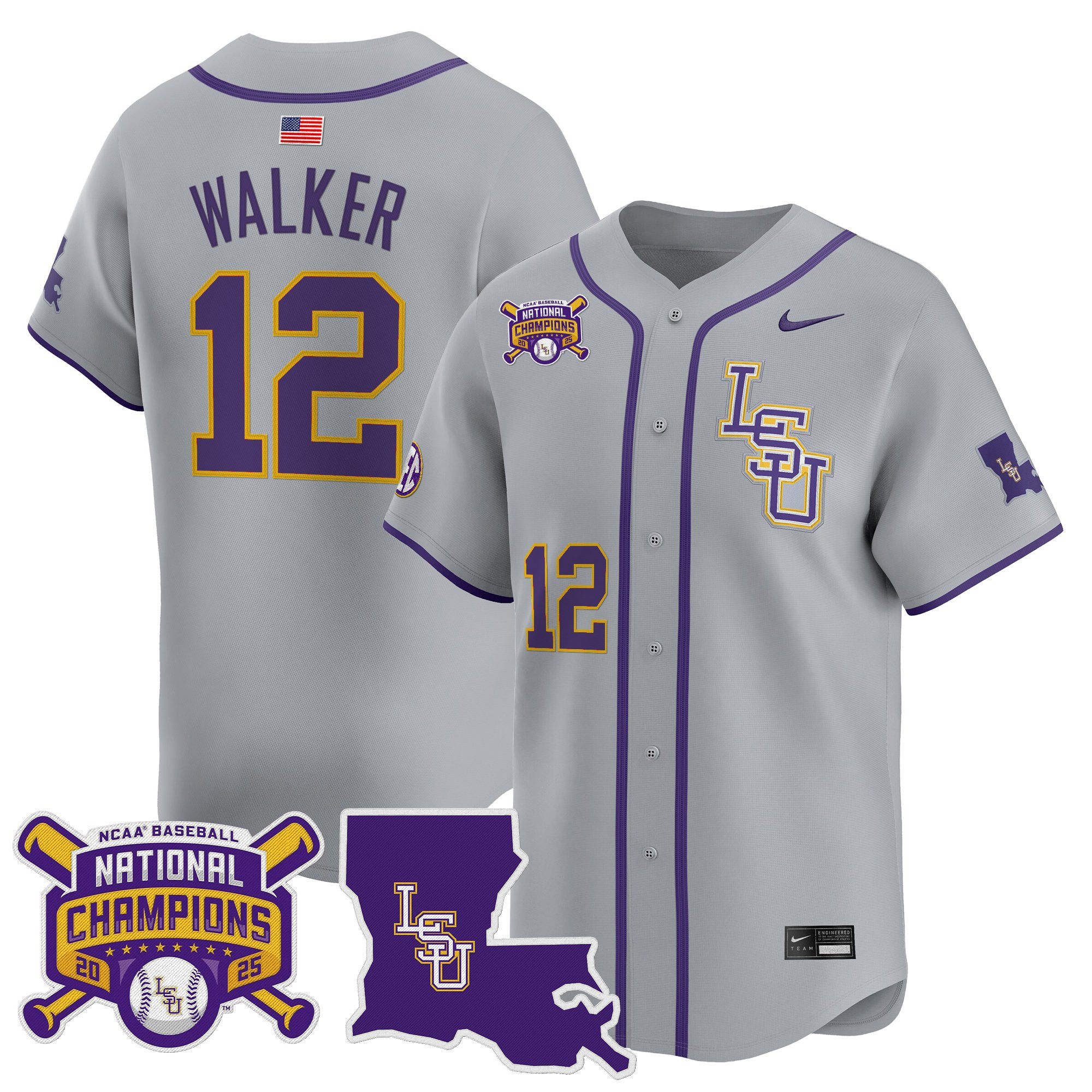 Men's LSU Tigers 2025 College World Series Champions Vapor Premier Limited Jersey - All Stitched