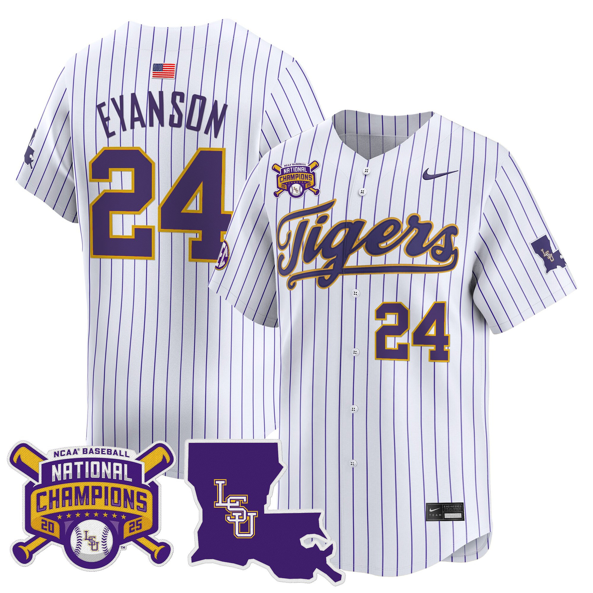Men's LSU Tigers 2025 College World Series Champions Vapor Premier Limited Jersey - All Stitched