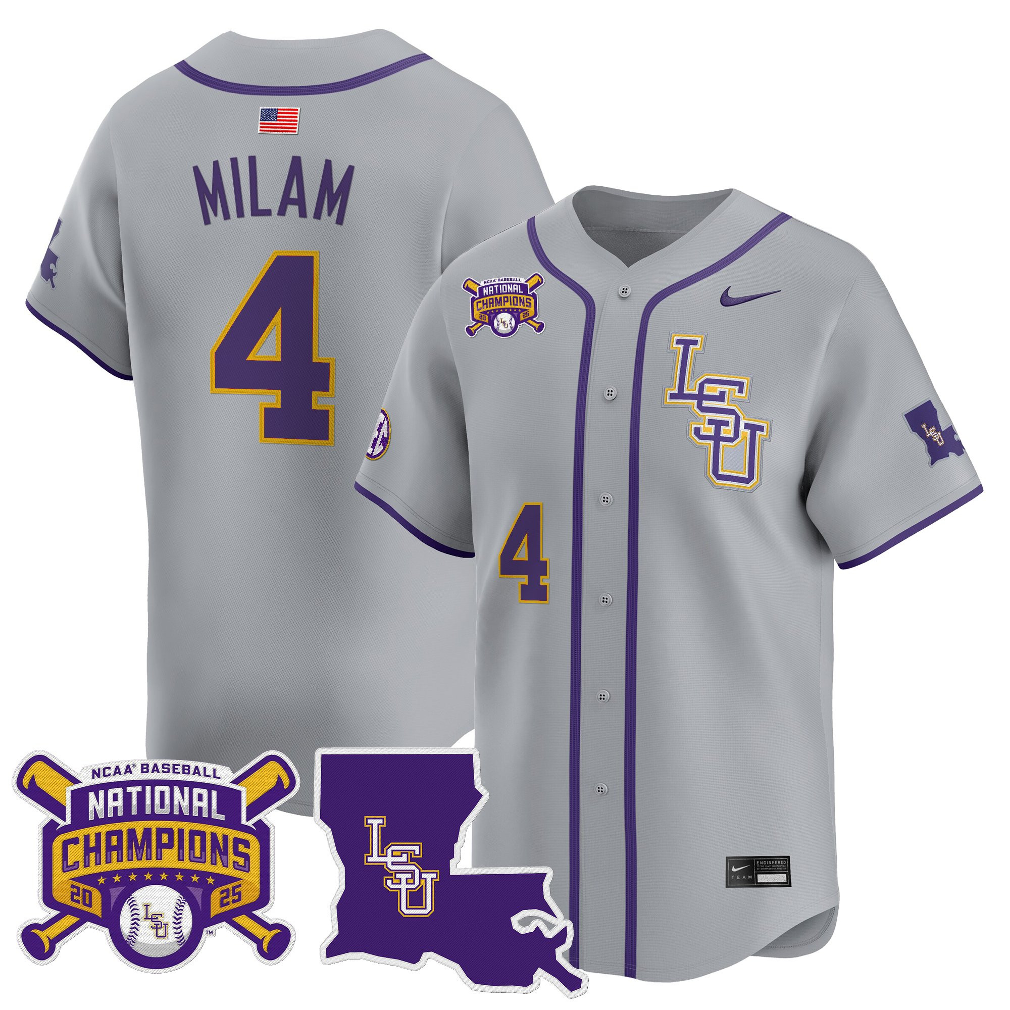 Men's LSU Tigers 2025 College World Series Champions Vapor Premier Limited Jersey - All Stitched