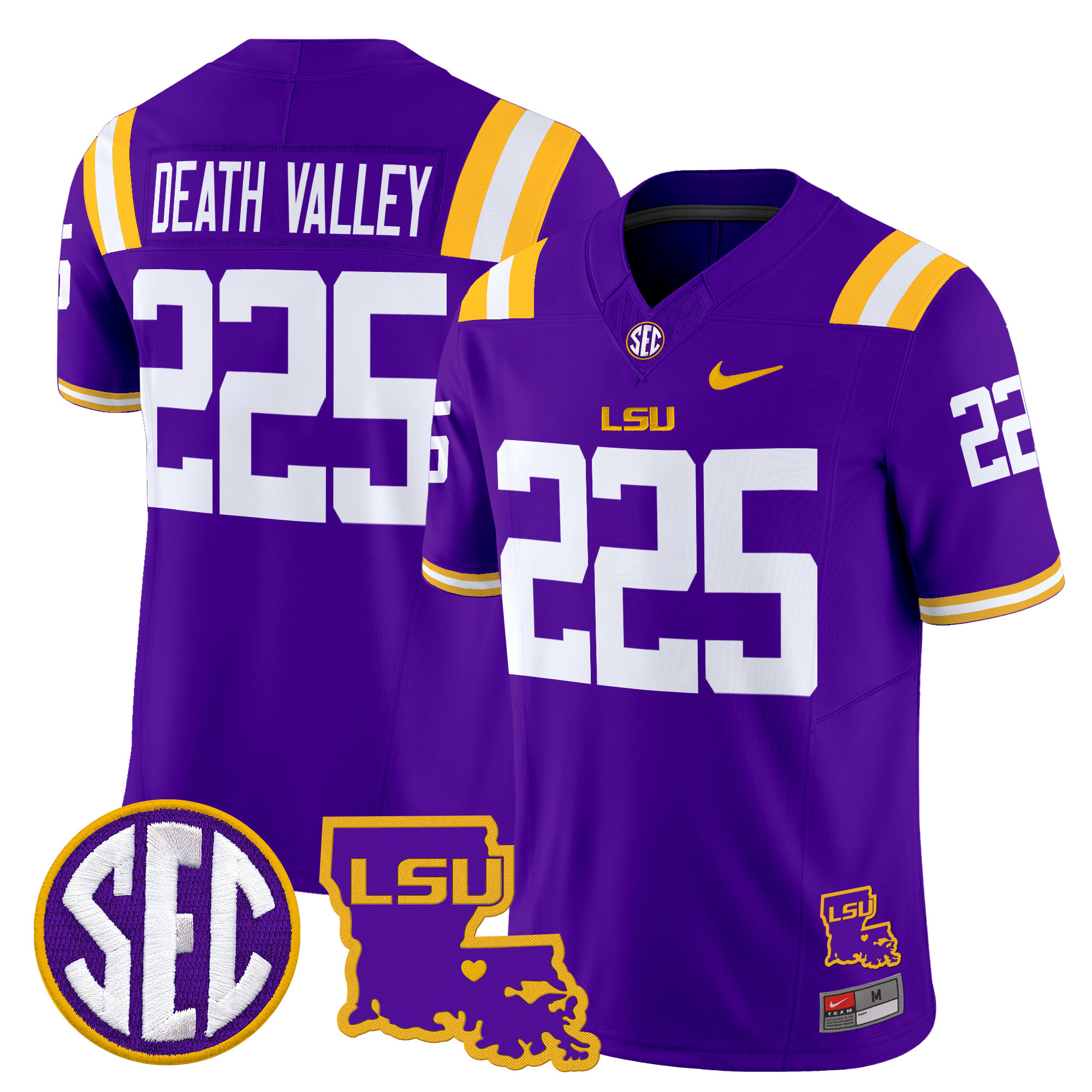 Men's LSU Tigers 2025 Louisiana Patch Vapor Limited Jersey - All Stitched