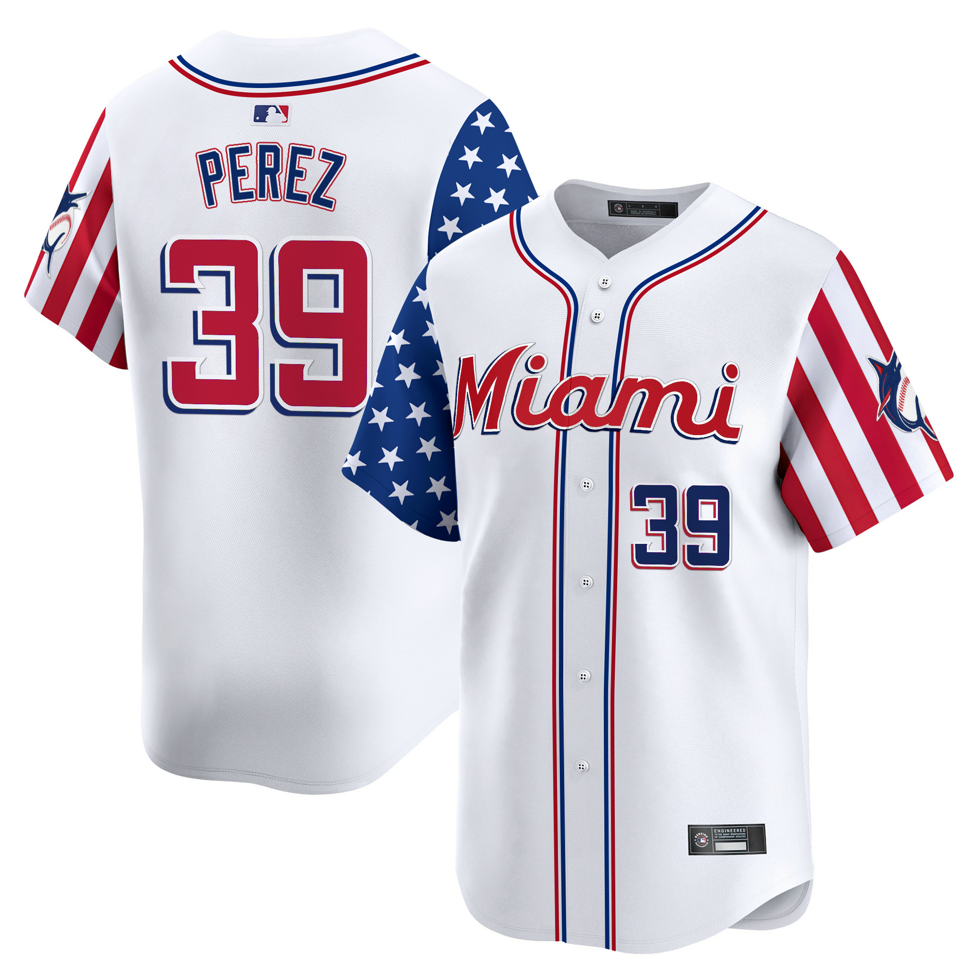 Men's Miami Marlins 2025 Independence Day Vapor Premier Limited Jersey - All Stitched