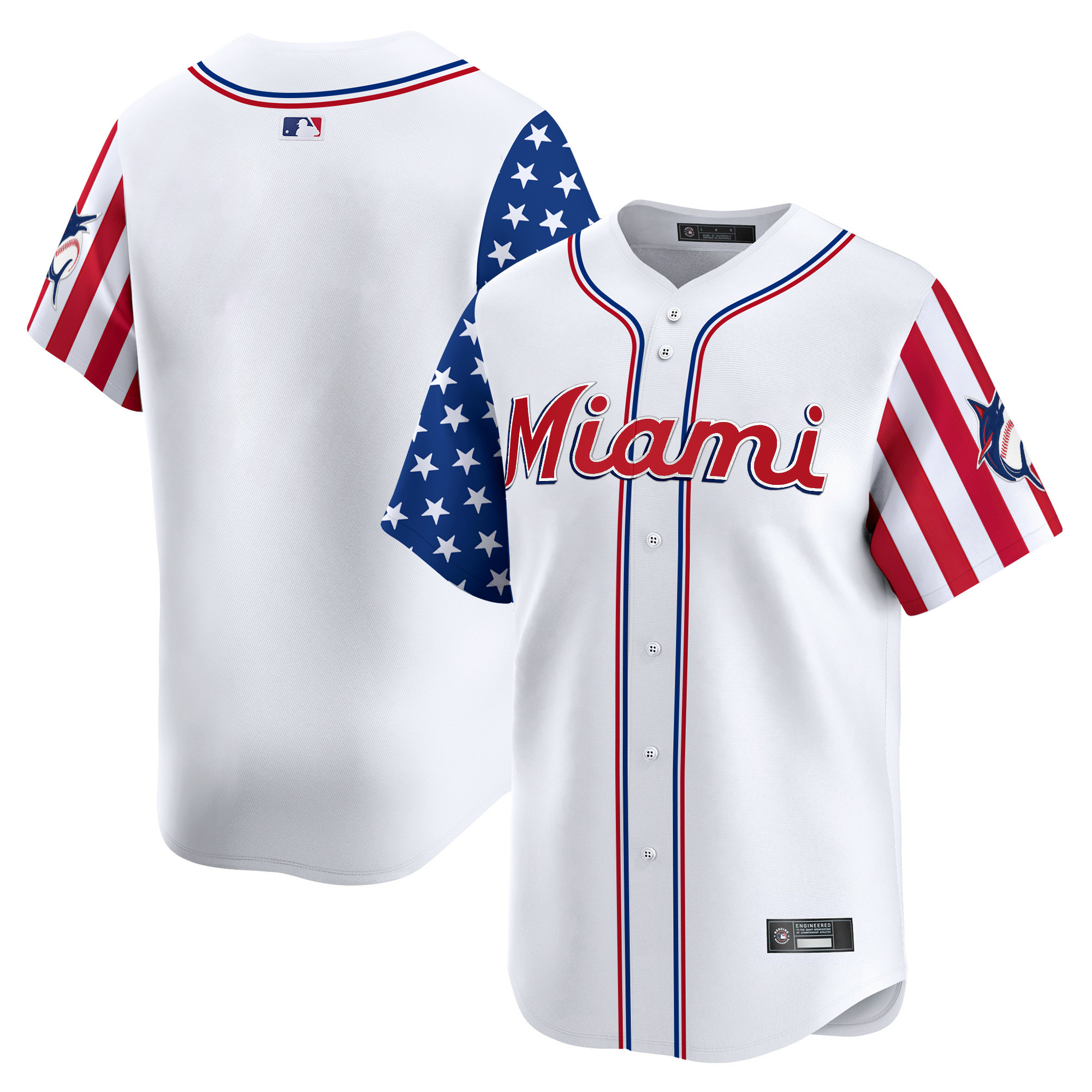Men's Miami Marlins 2025 Independence Day Vapor Premier Limited Jersey - All Stitched