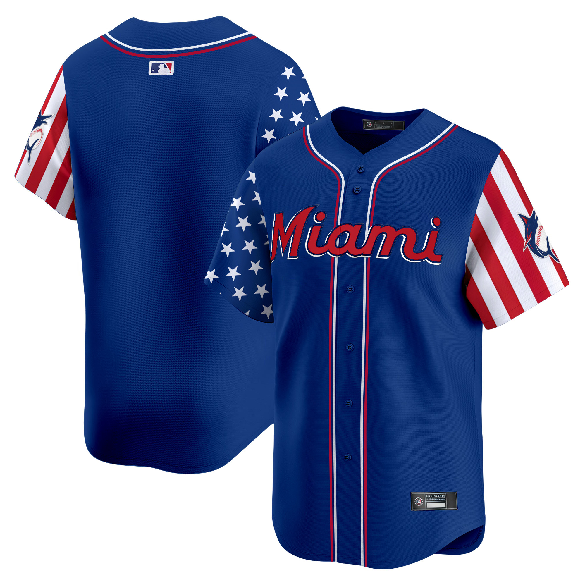 Men's Miami Marlins 2025 Independence Day Vapor Premier Limited Jersey - All Stitched