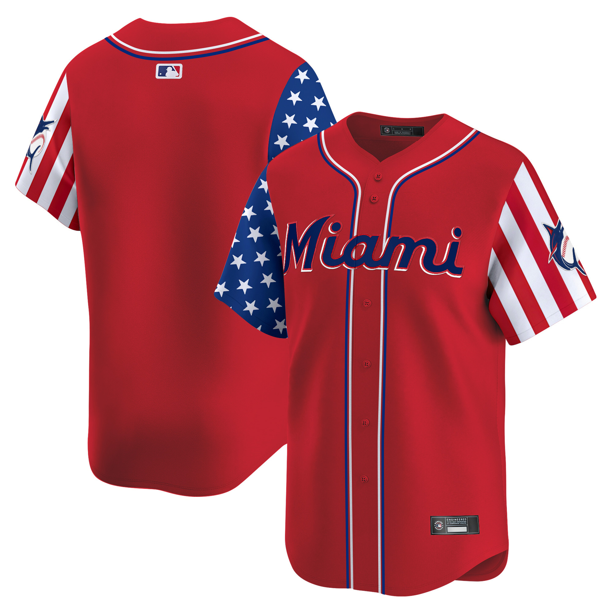 Men's Miami Marlins 2025 Independence Day Vapor Premier Limited Jersey - All Stitched