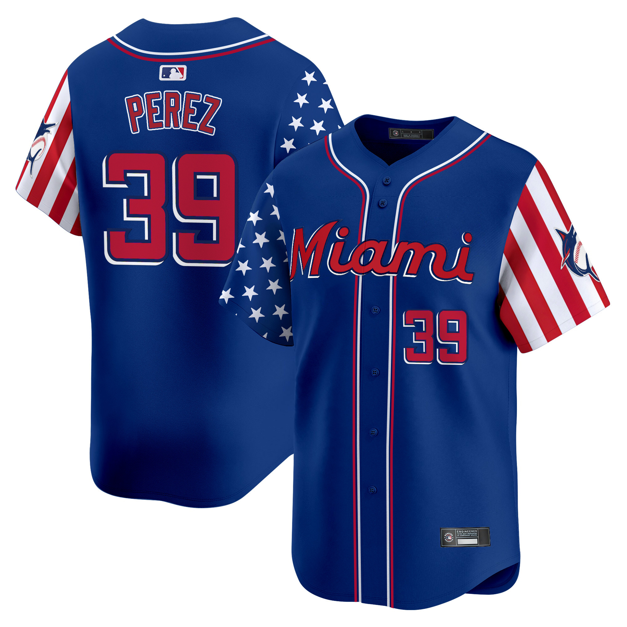 Men's Miami Marlins 2025 Independence Day Vapor Premier Limited Jersey - All Stitched