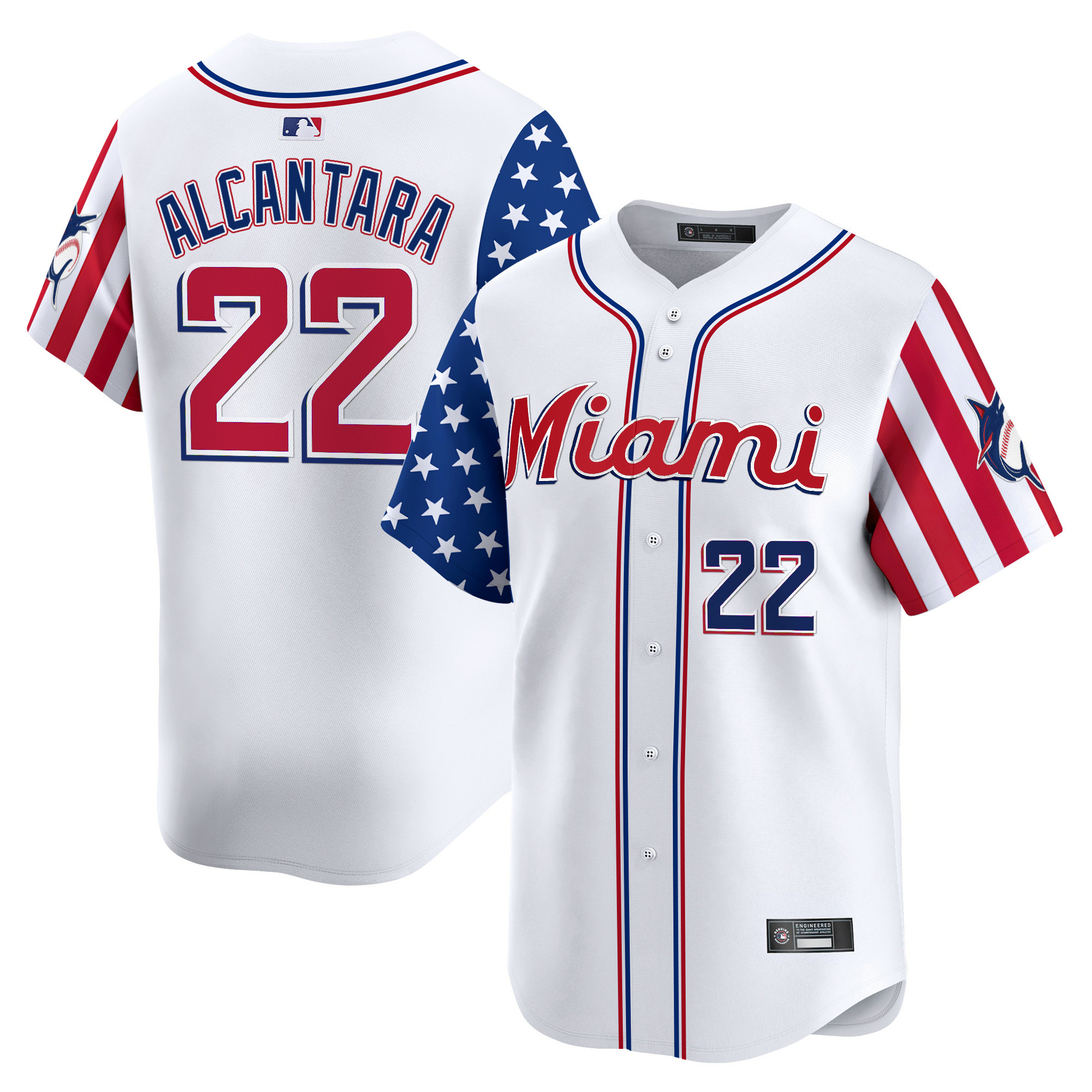 Men's Miami Marlins 2025 Independence Day Vapor Premier Limited Jersey - All Stitched