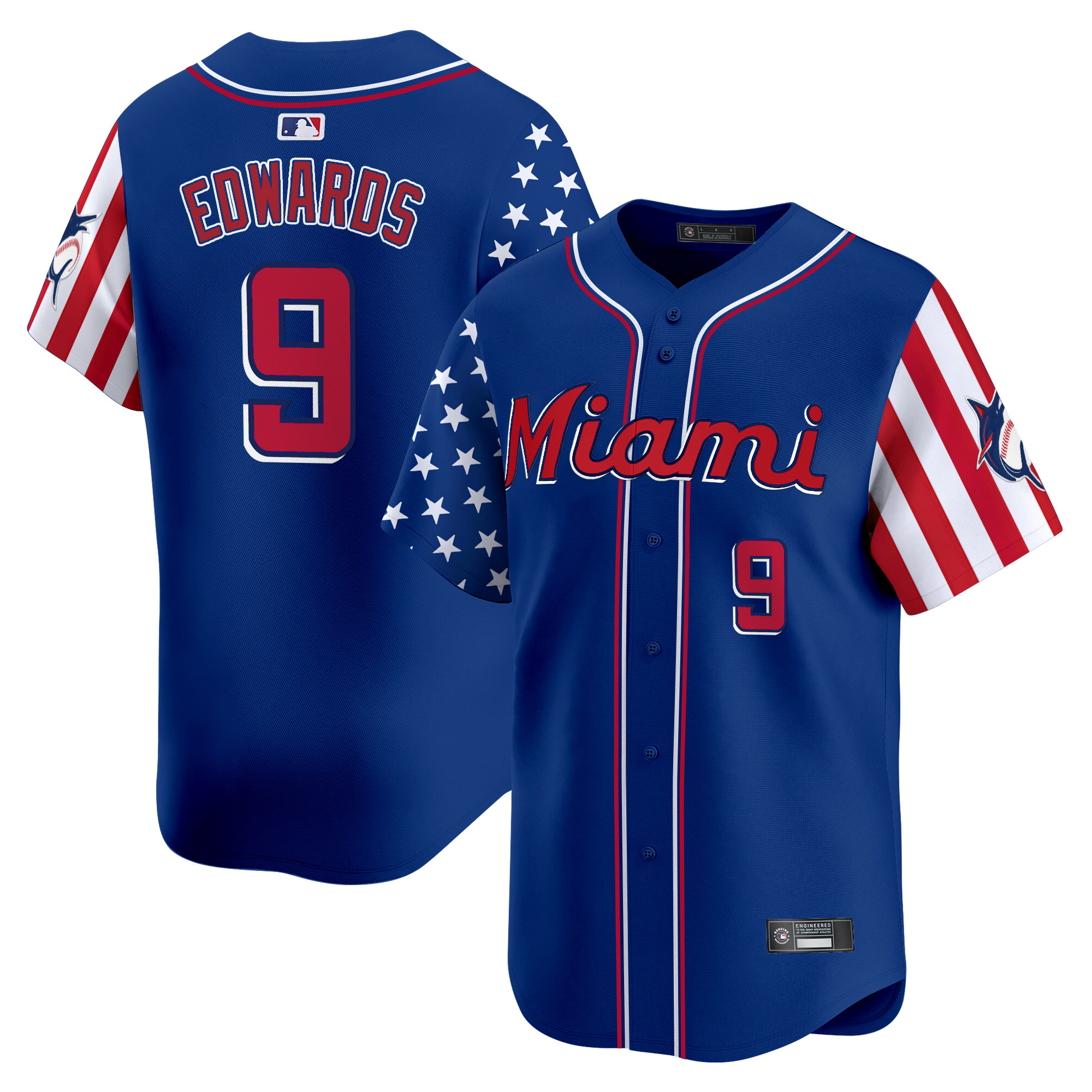Men's Miami Marlins 2025 Independence Day Vapor Premier Limited Jersey - All Stitched