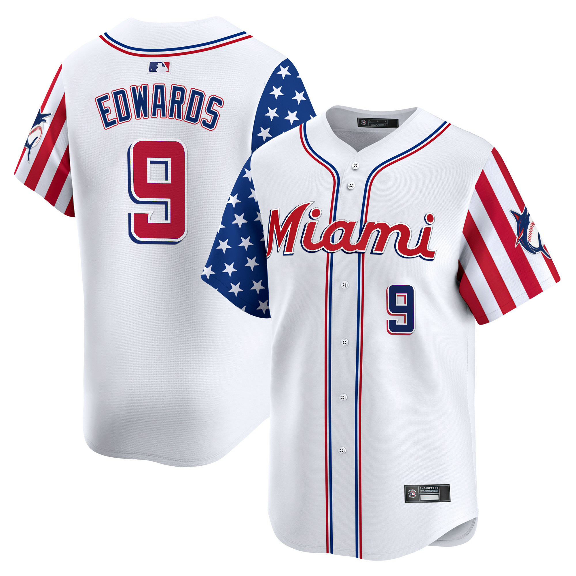 Men's Miami Marlins 2025 Independence Day Vapor Premier Limited Jersey - All Stitched