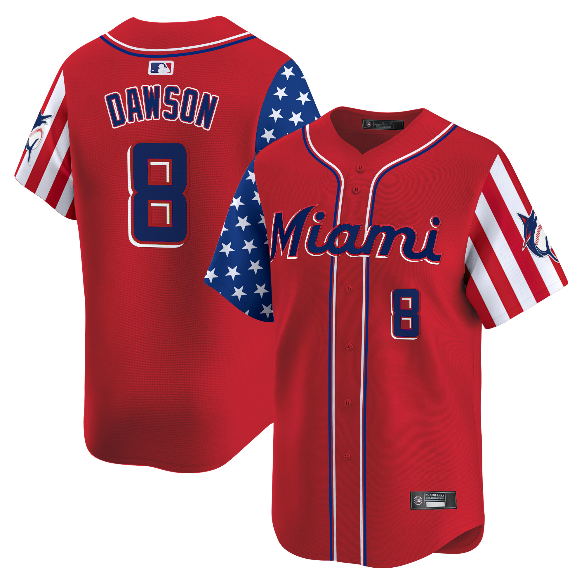 Men's Miami Marlins 2025 Independence Day Vapor Premier Limited Jersey - All Stitched