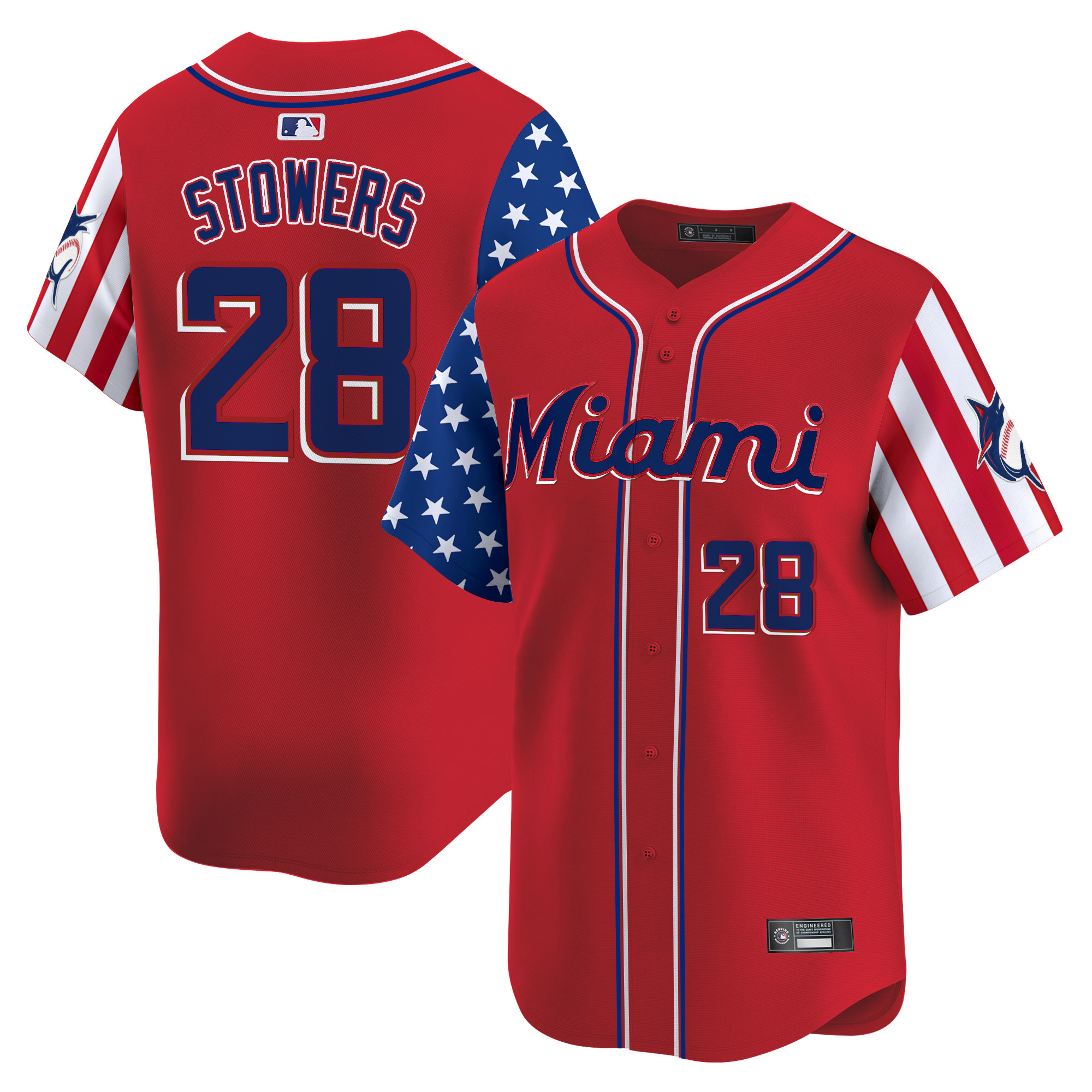 Men's Miami Marlins 2025 Independence Day Vapor Premier Limited Jersey - All Stitched