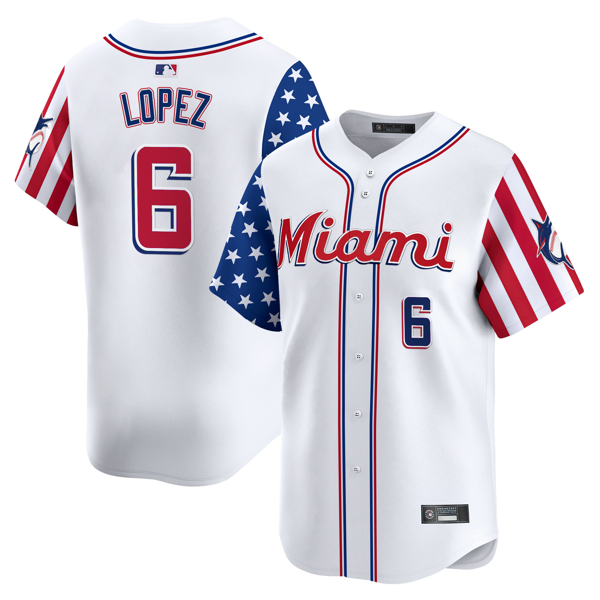 Men's Miami Marlins 2025 Independence Day Vapor Premier Limited Jersey - All Stitched
