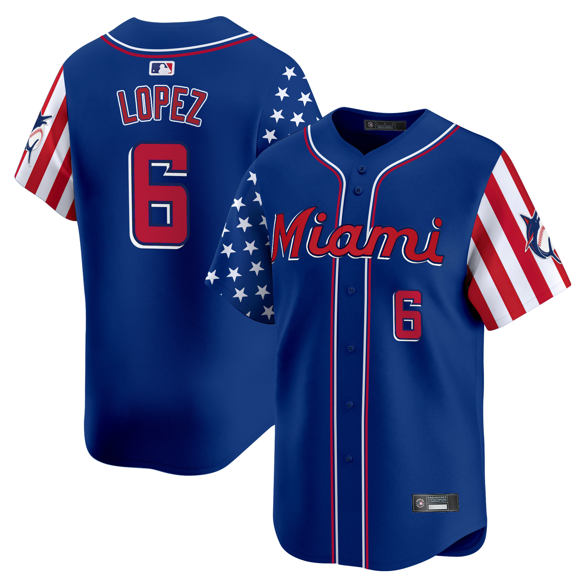 Men's Miami Marlins 2025 Independence Day Vapor Premier Limited Jersey - All Stitched