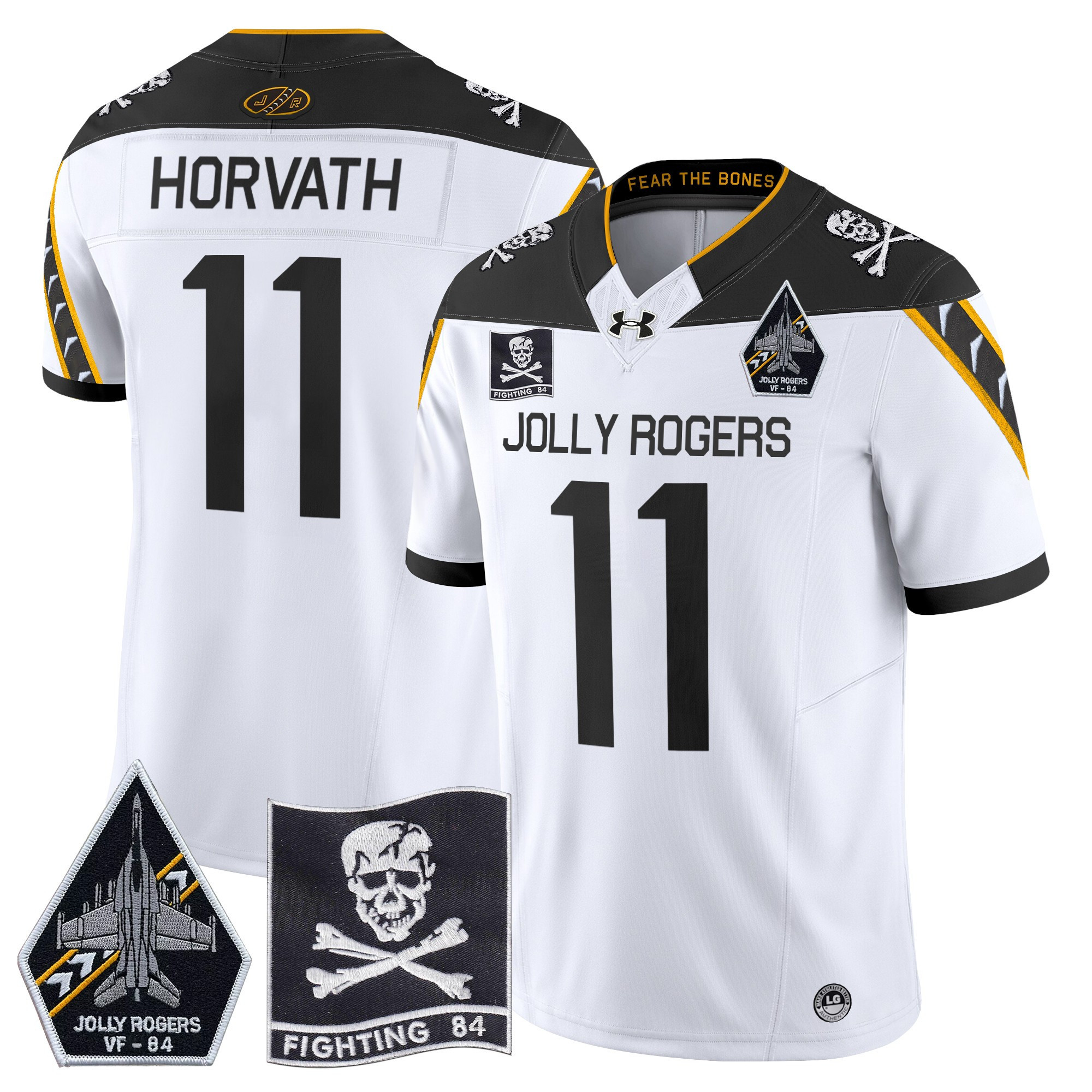 Men's Navy Midshipmen 2024 Jolly Rogers VF-84 Patch Vapor Limited Jersey - All Stitched