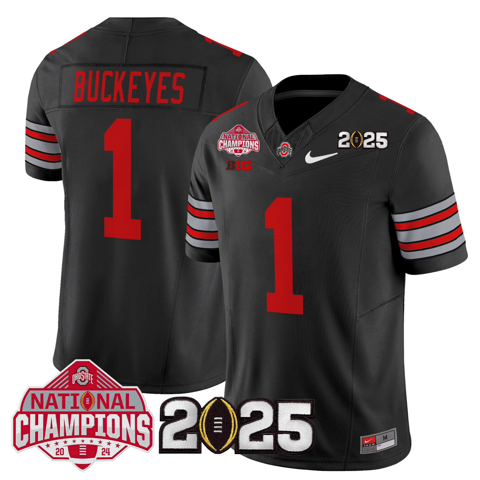 Men's Ohio State Buckeyes 'Heritage Stripe' 2025 National Champions Patch Vapor Limited Jersey - All Stitched